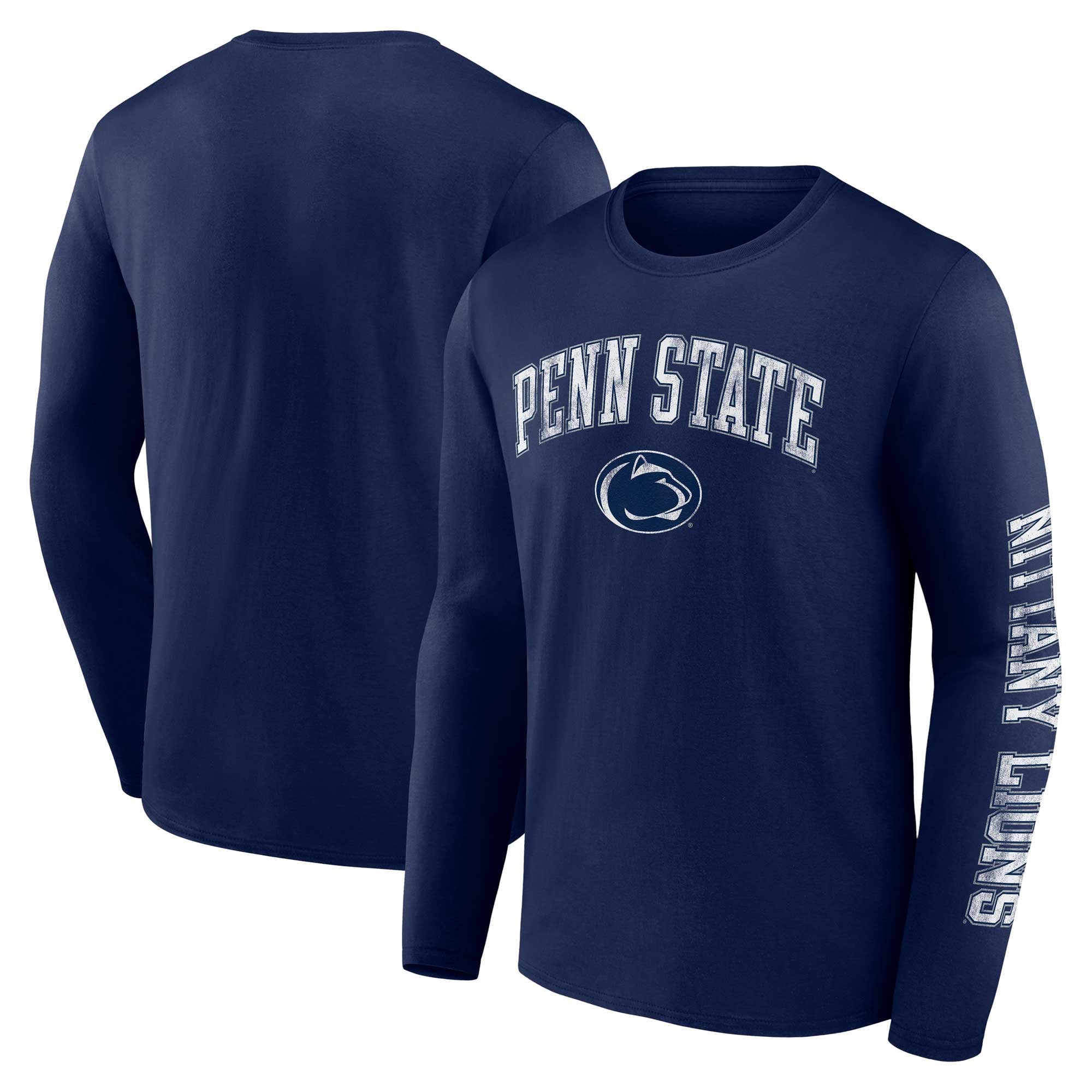 T-shirt à manches longues Fanatics Navy Penn State Nittany Lions pour homme, logo arqué vieilli