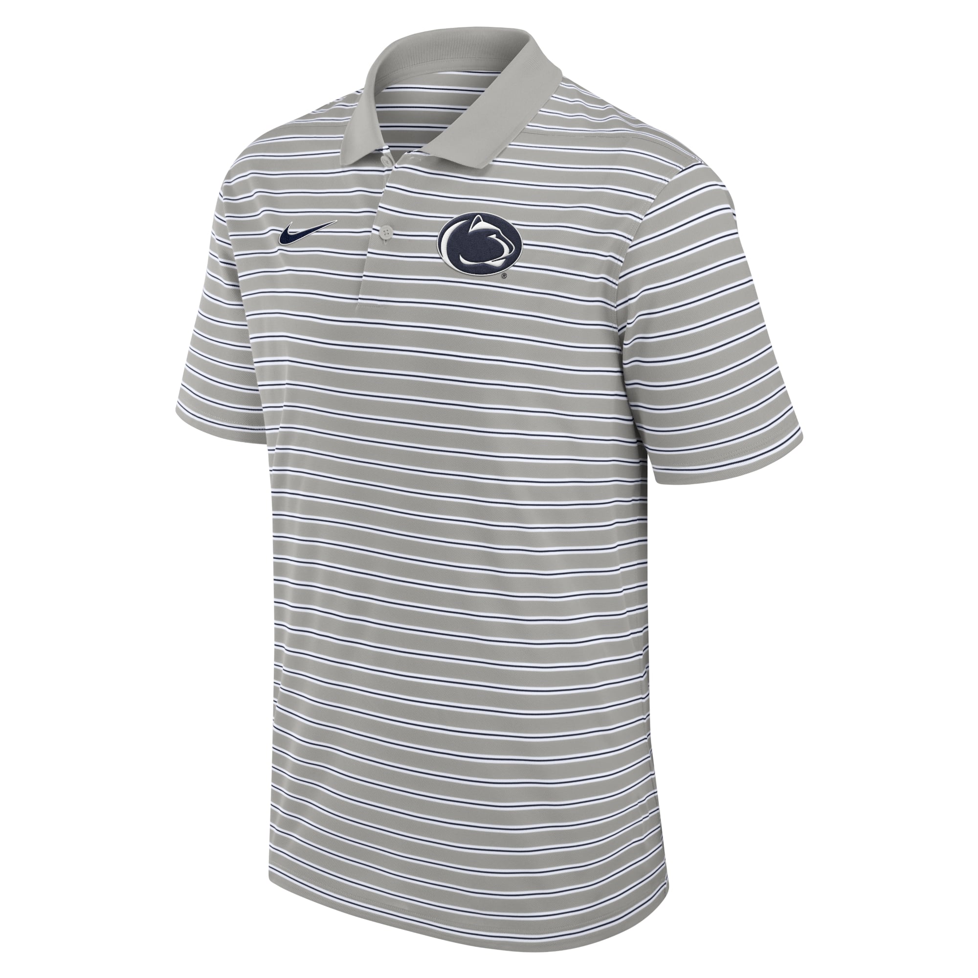 Polo Nike Dri-FIT rayé Primetime Victory pour homme, gris/blanc, des Nittany Lions de Penn State