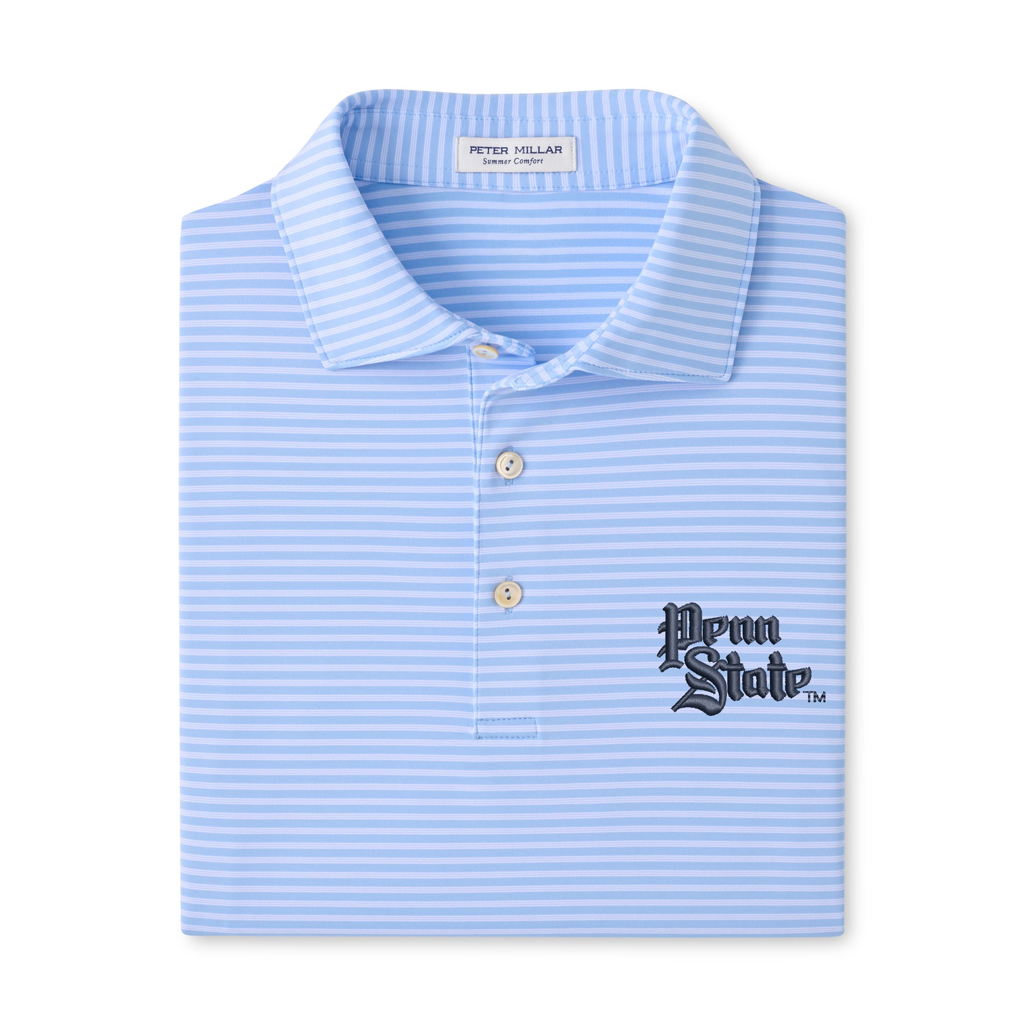 Polo rayé Peter Millar bleu clair Penn State Nittany Lions Tiebreaker Performance Jersey pour homme