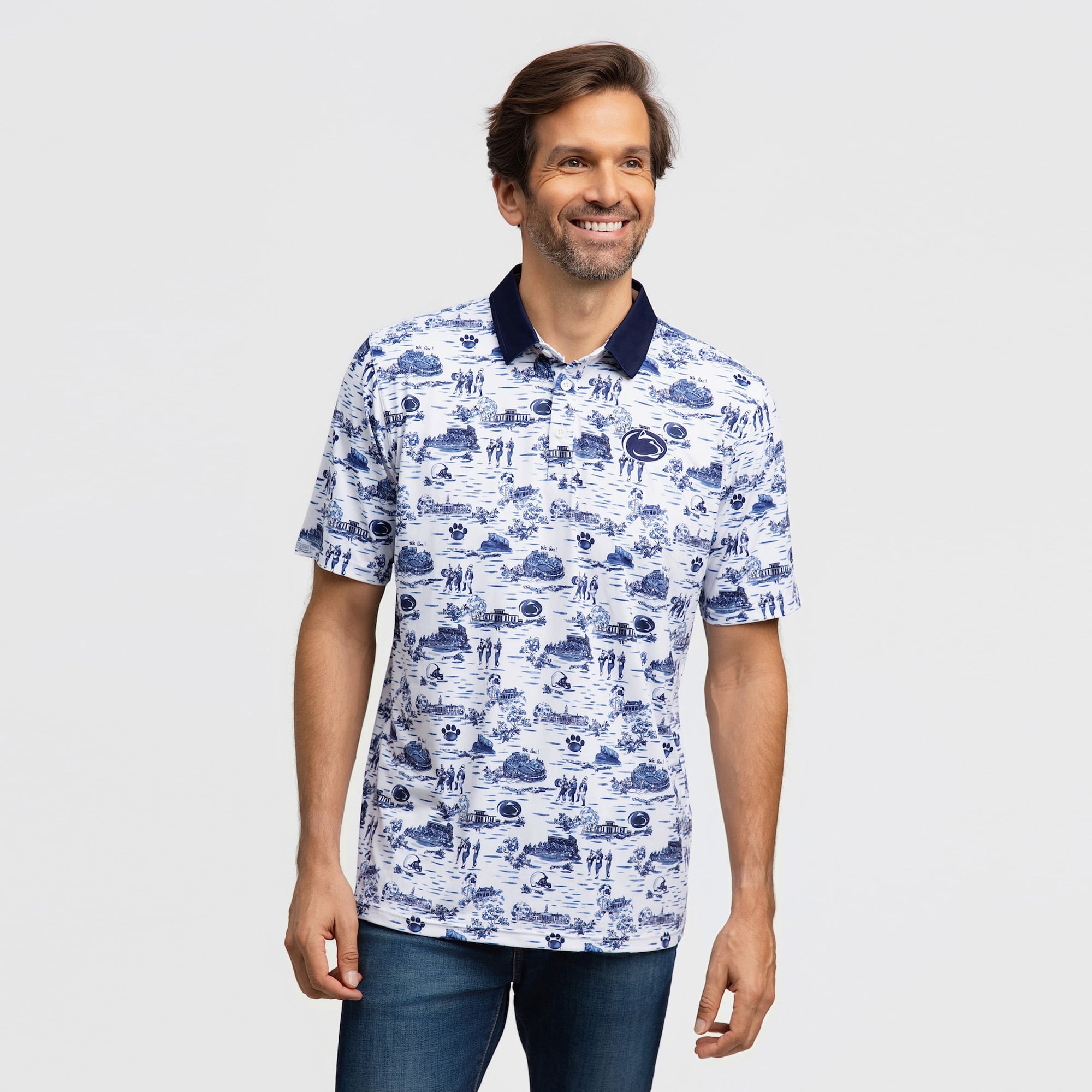 Men's Smith & Quinn White Penn State Nittany Lions Toile Teddy Polo