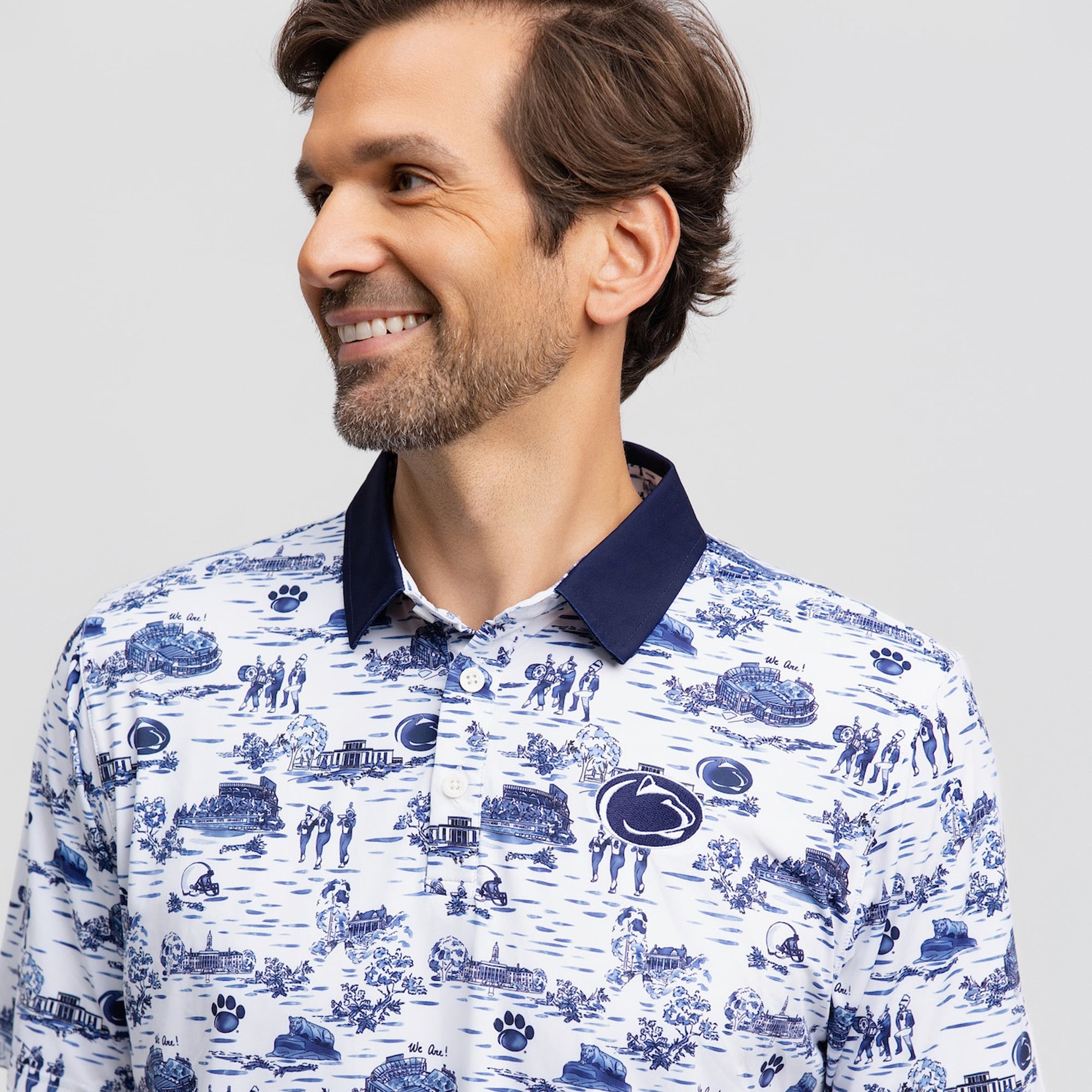Men's Smith & Quinn White Penn State Nittany Lions Toile Teddy Polo