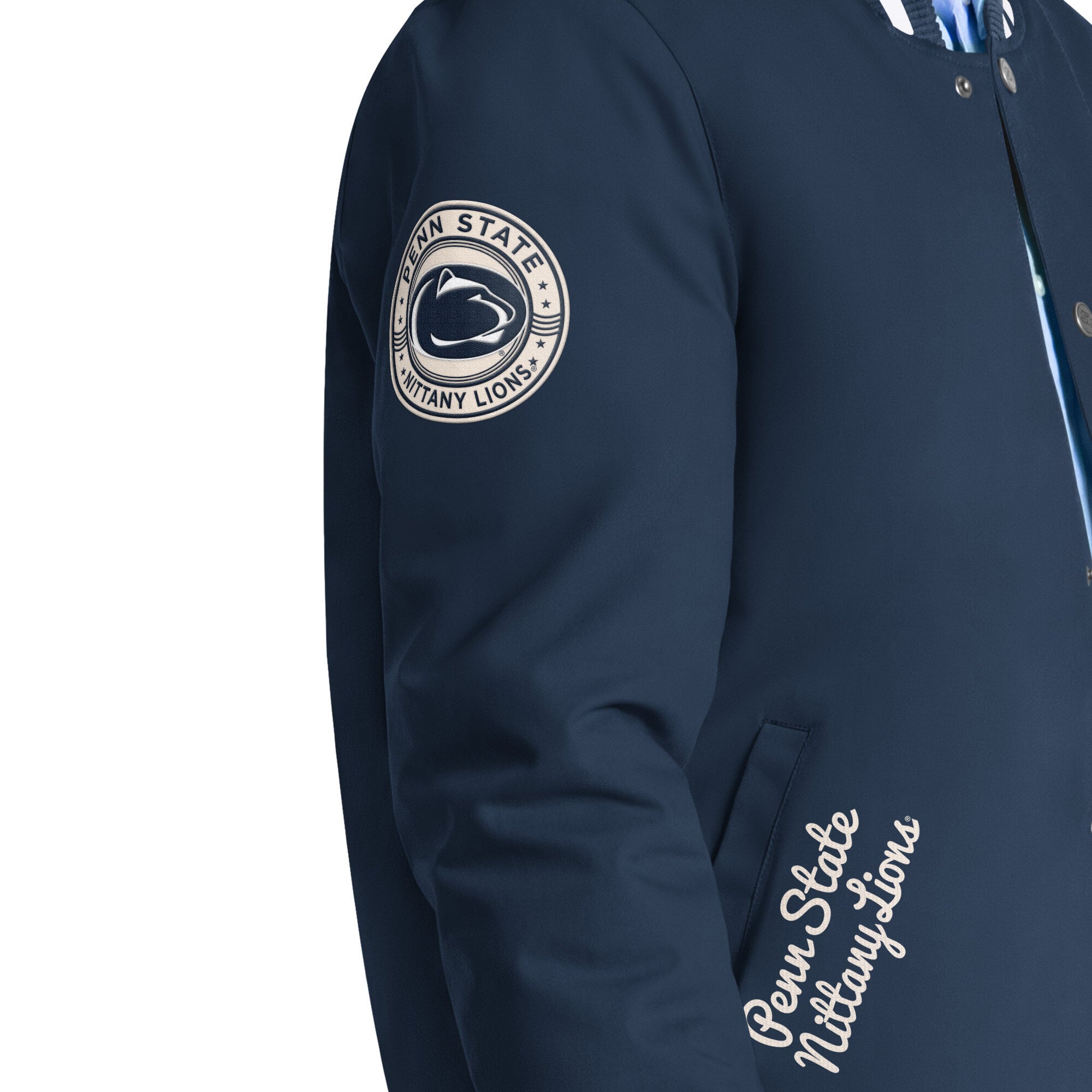 Men's Starter Navy Penn State Nittany Lions Spectator Varsity Full Snap Jacket