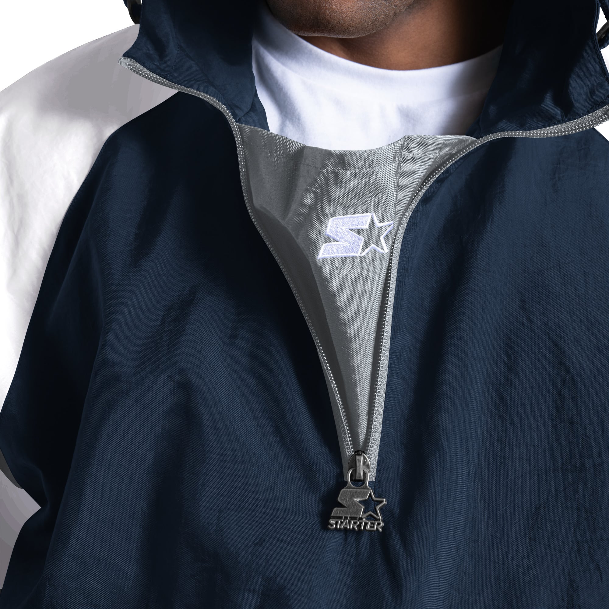 Men's Starter Navy Penn State Nittany Lions Street Cut Half-Zip Jacket