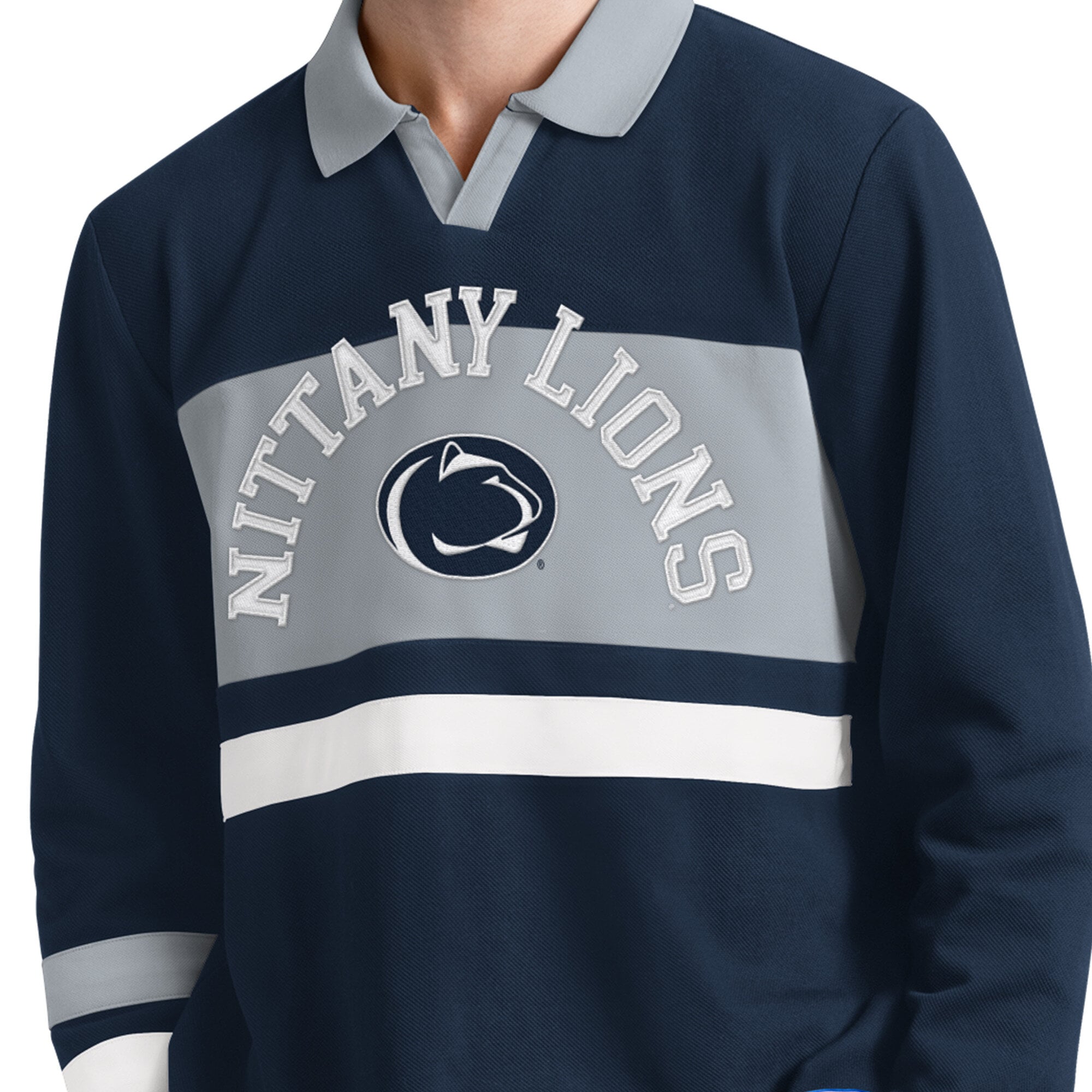 Men's Starter Navy Penn State Nittany Lions Team Spirit Rugby Shirt