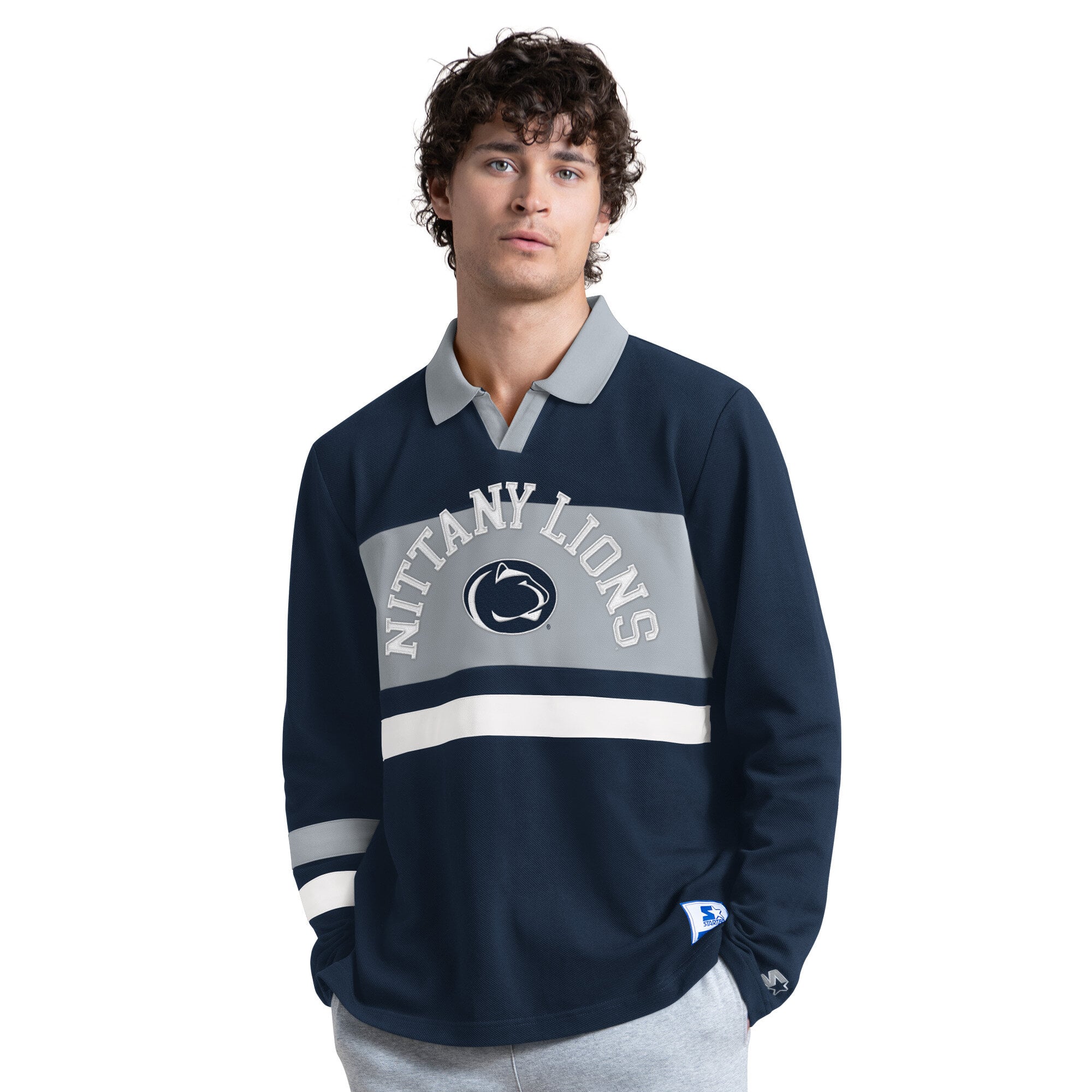 Men's Starter Navy Penn State Nittany Lions Team Spirit Rugby Shirt