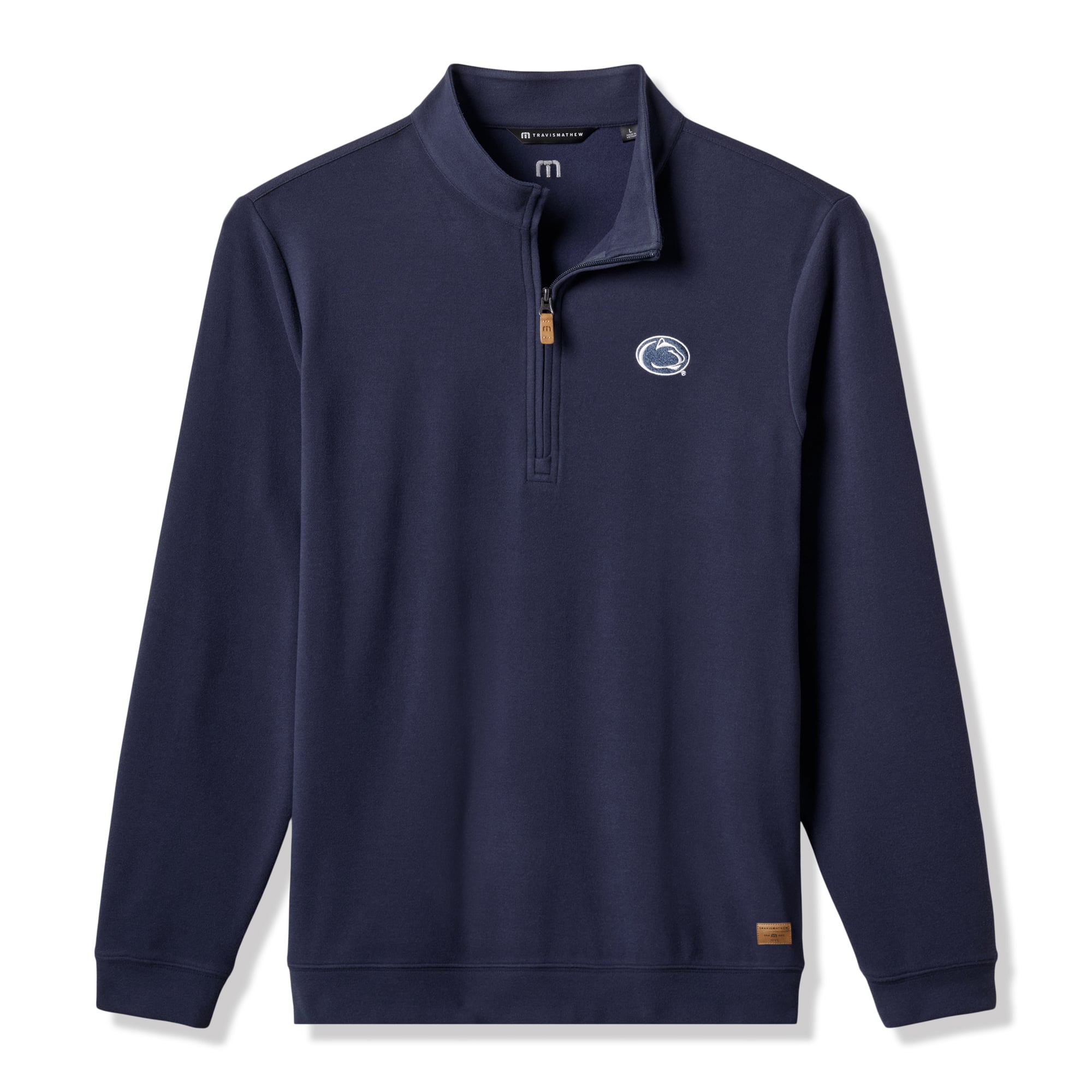 Men's TravisMathew Navy Penn State Nittany Lions Cloud Home Game Quarter-Zip Tri-Blend Pullover