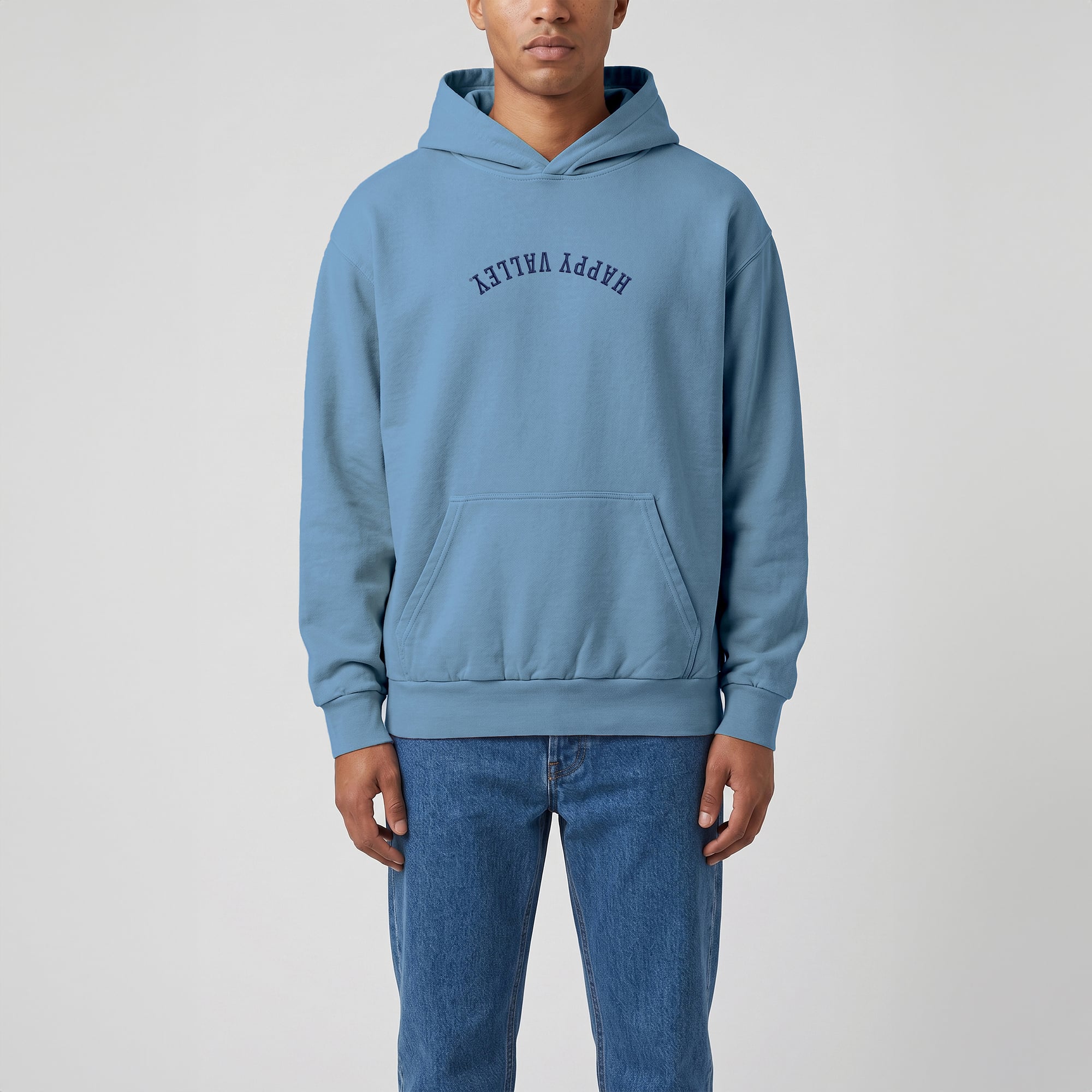 Sweat à capuche épais vintage Penn State Nittany Lions bleu clair pour homme, brodé l'envers, de la marque Uscape Apparel.