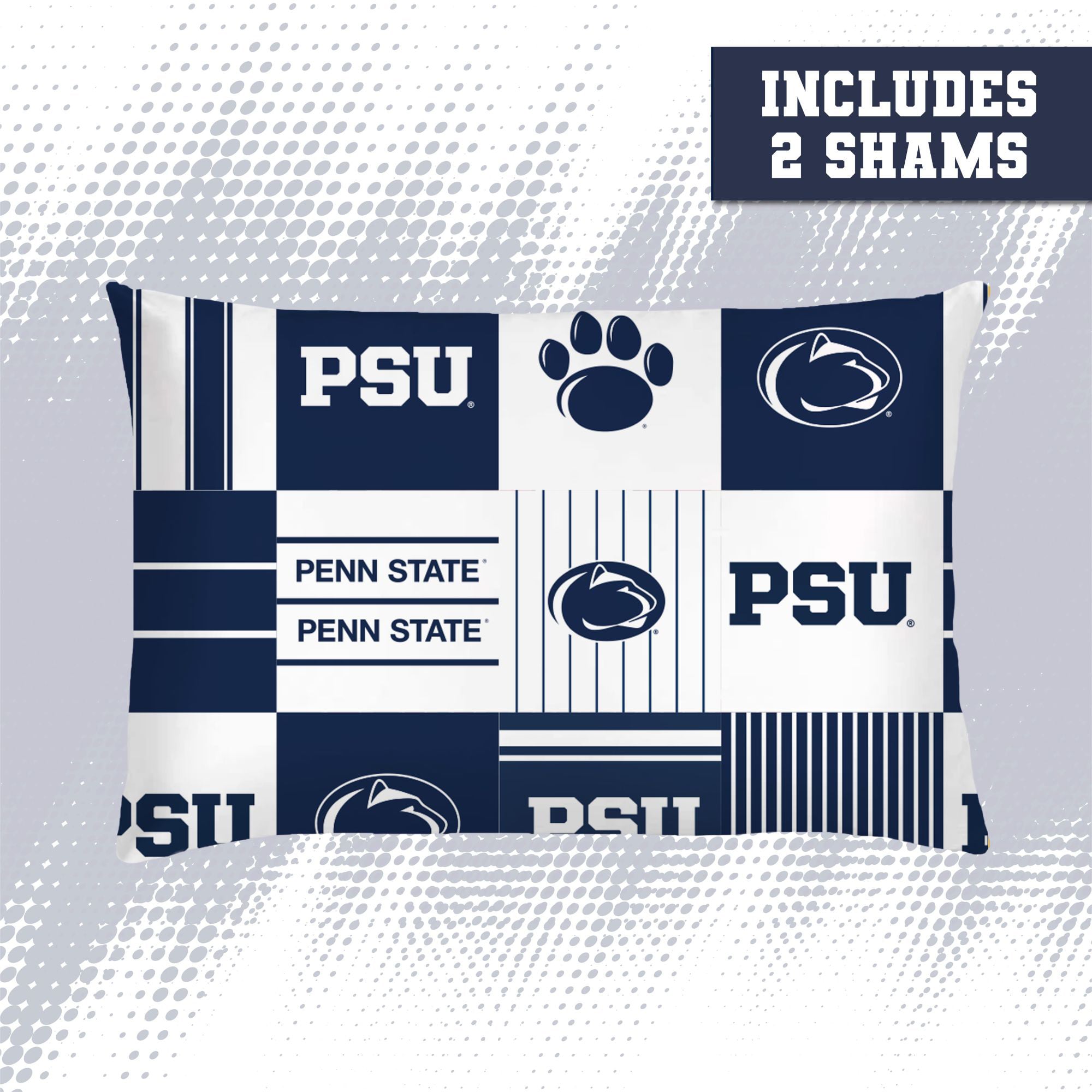 Ensemble de literie trois pièces à carreaux patchwork Pegasus Penn State Nittany Lions pour lit double/queen.