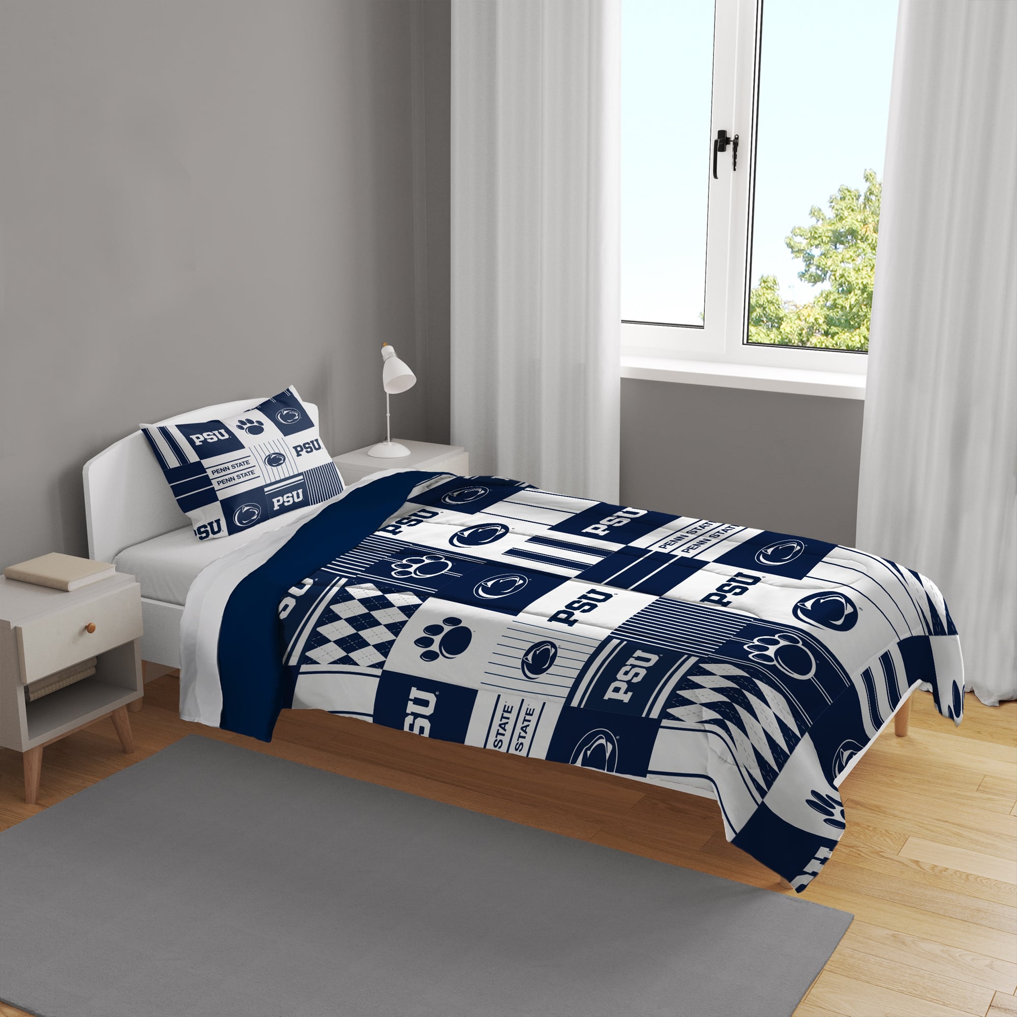 Ensemble de literie deux pièces Pegasus Penn State Nittany Lions Patchwork Plaid pour lit simple/simple XL