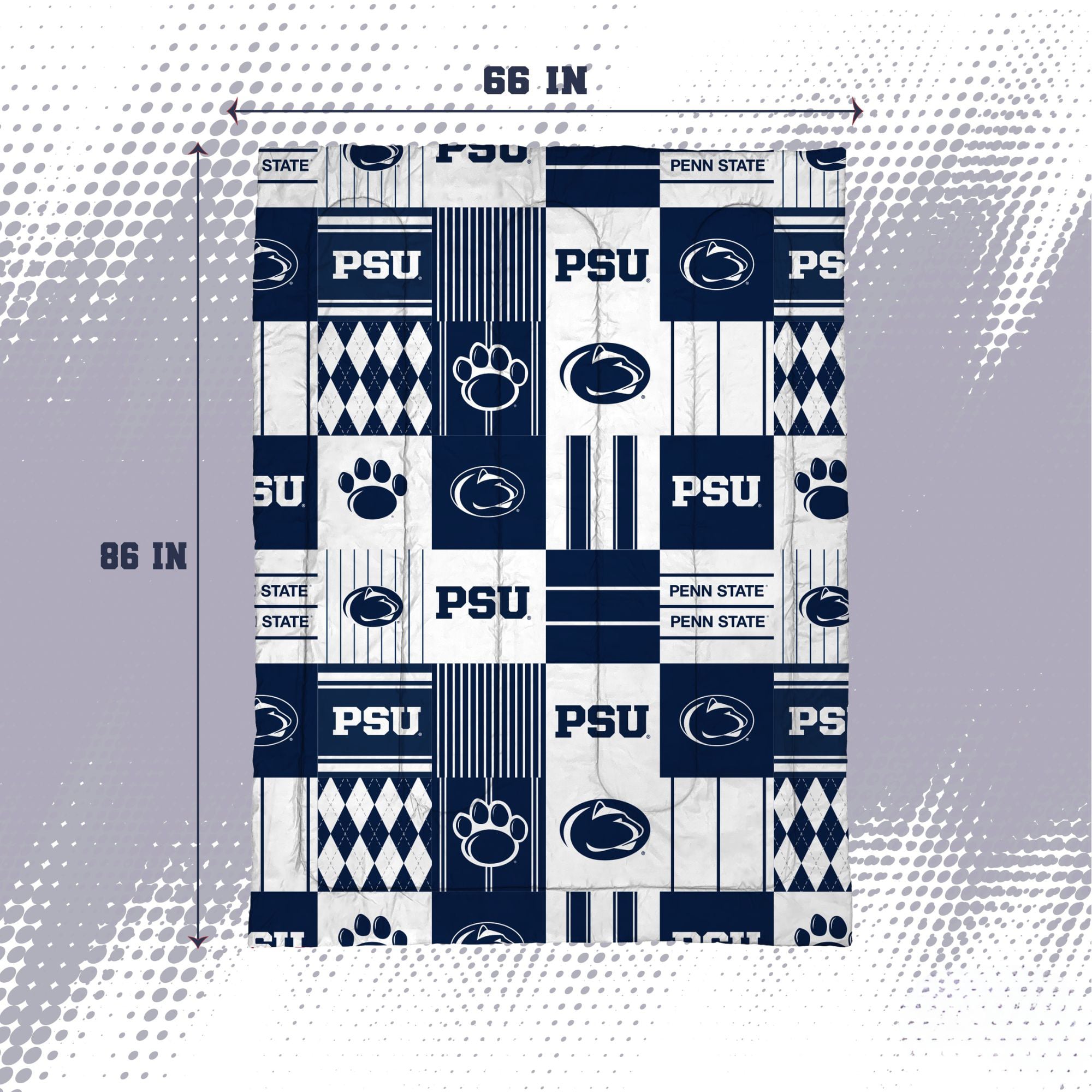 Ensemble de literie deux pièces Pegasus Penn State Nittany Lions Patchwork Plaid pour lit simple/simple XL