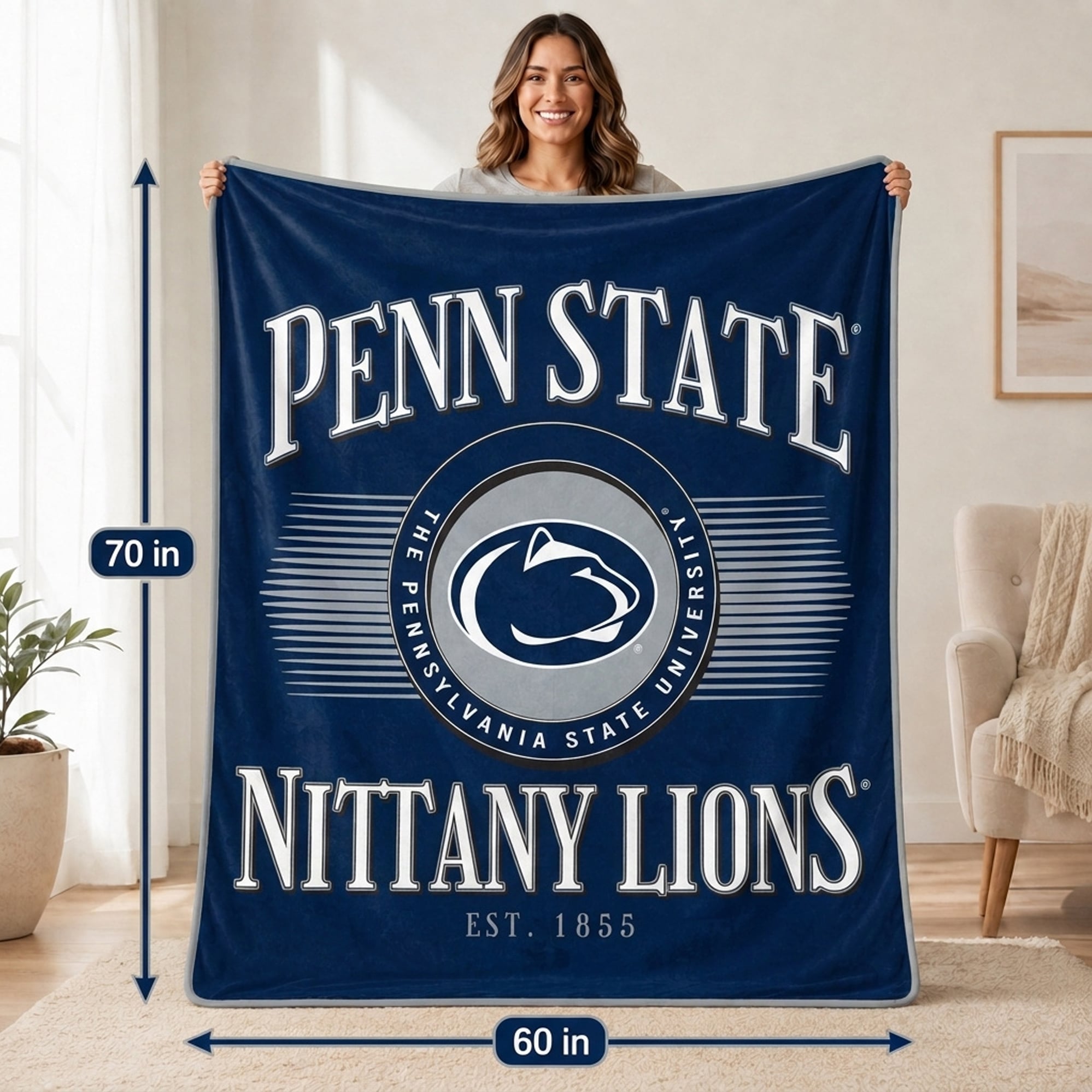 Pegasus Penn State Nittany Lions Spotlight Arch 60" x 70" Ultra Soft Throw Blanket