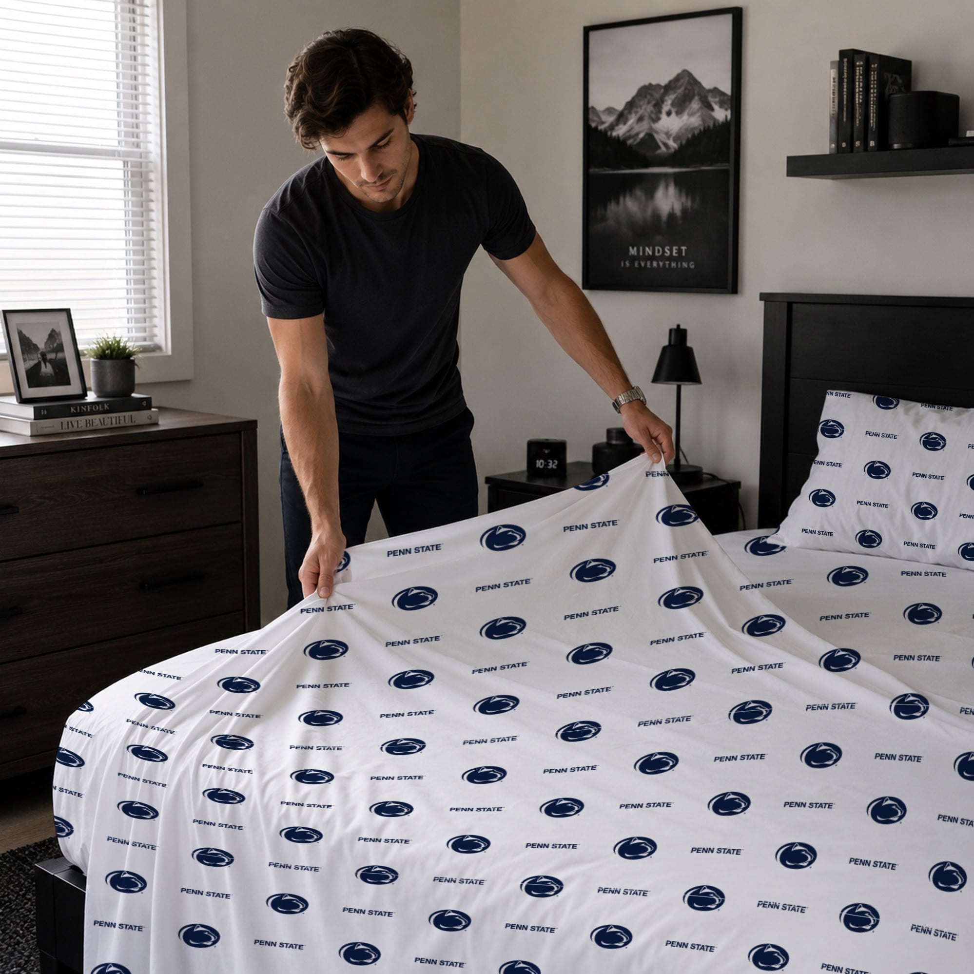 Ensemble de draps trois pièces Pegasus Penn State Nittany Lions pour lit simple