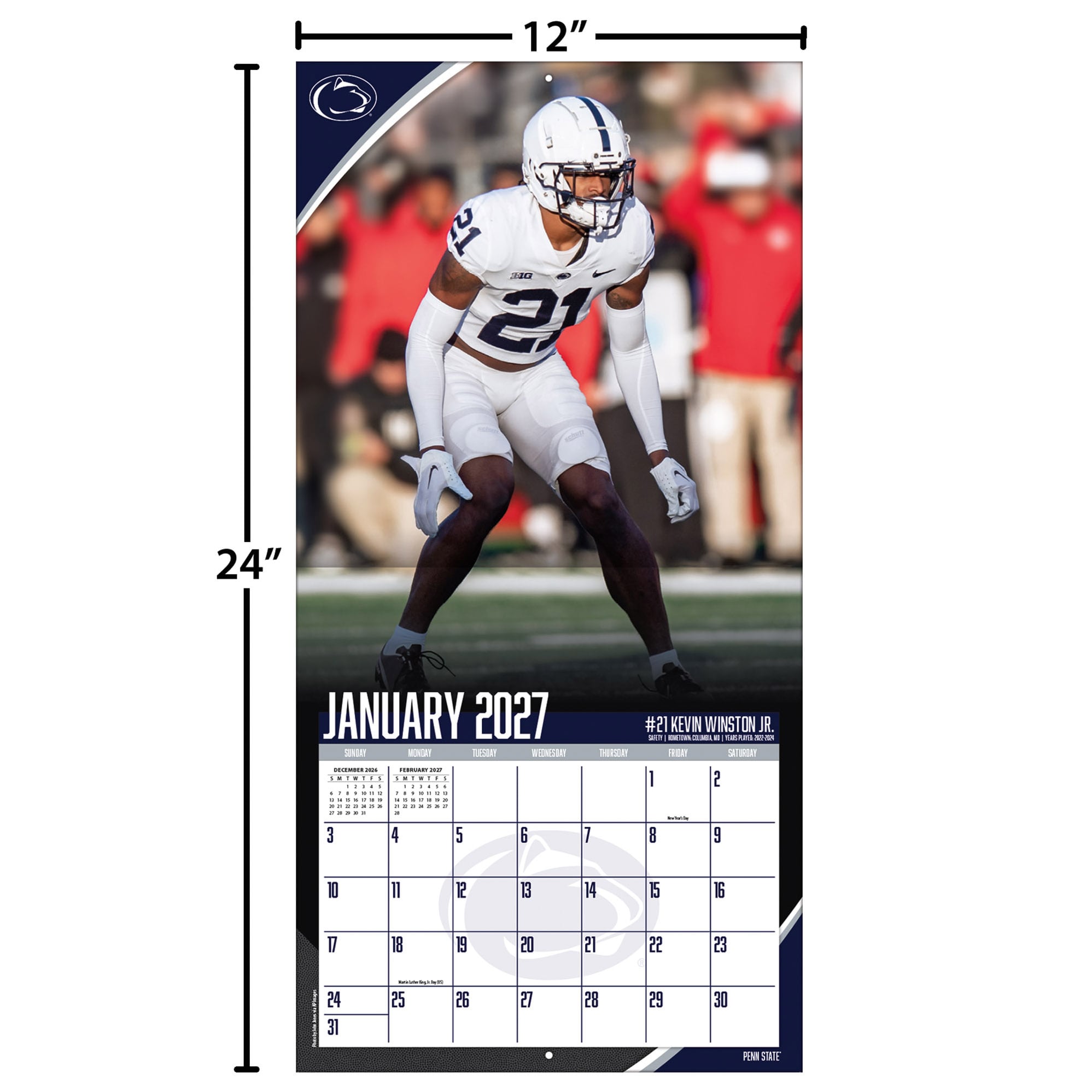Penn State Nittany Lions 2027 12” x 12” Team Wall Calendar