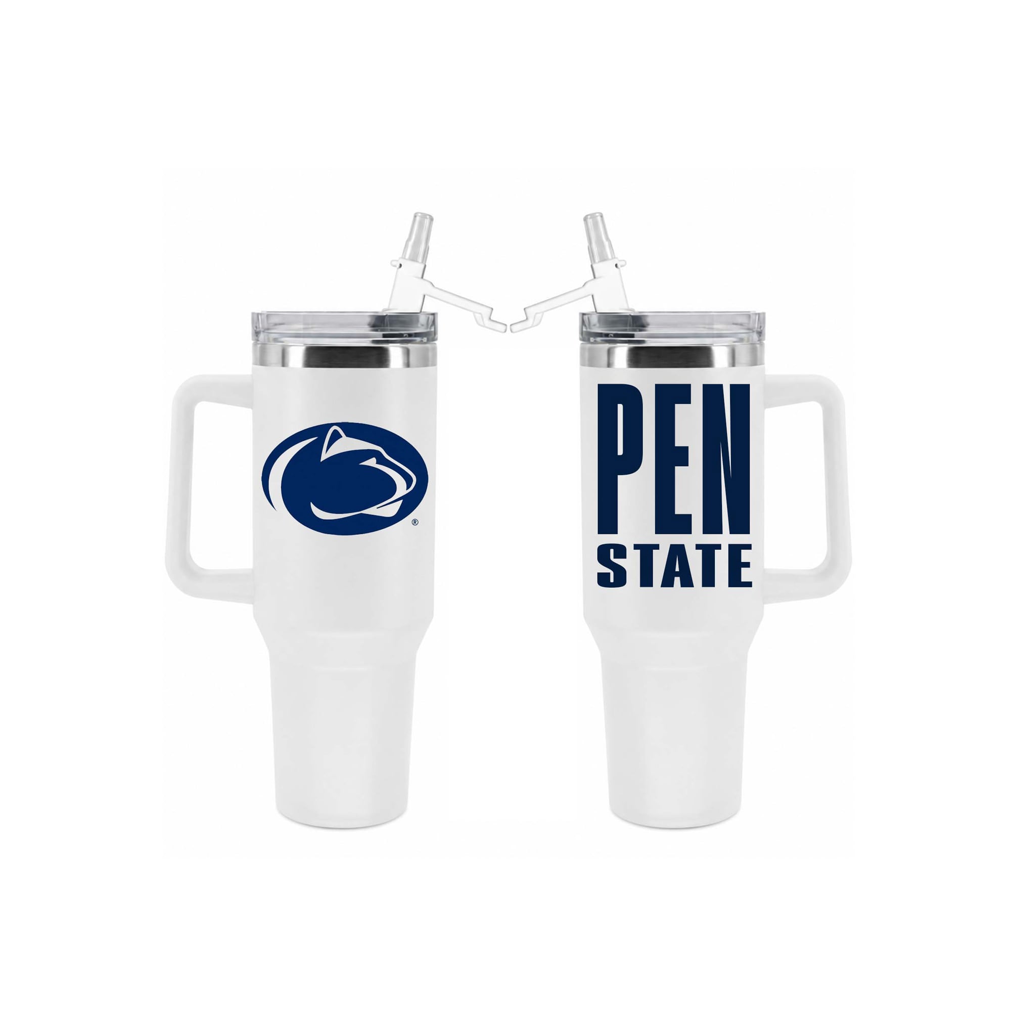 Gobelet isotherme Penn State Nittany Lions de 1,2 L (40 oz) en acier inoxydable avec paille rabattable, de la marque Memory Company.