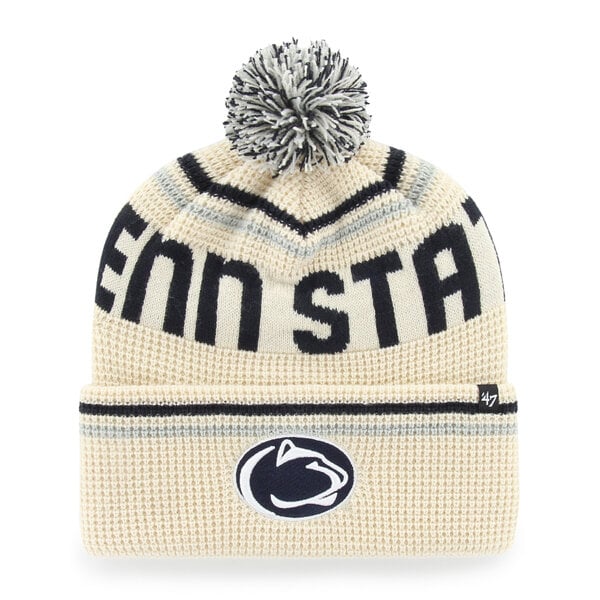 Bonnet unisexe '47 crème Penn State Nittany Lions en maille gaufrée à revers avec pompon