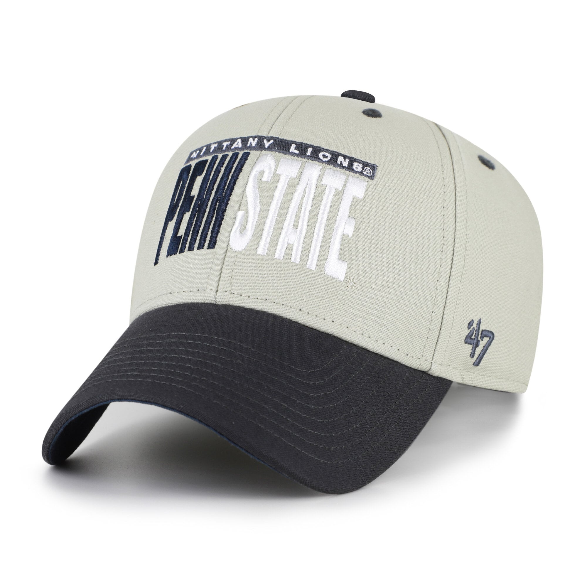 Casquette unisexe ajustable Penn State Nittany Lions '47 grise/noire avec inscription MVP en demi-bloc
