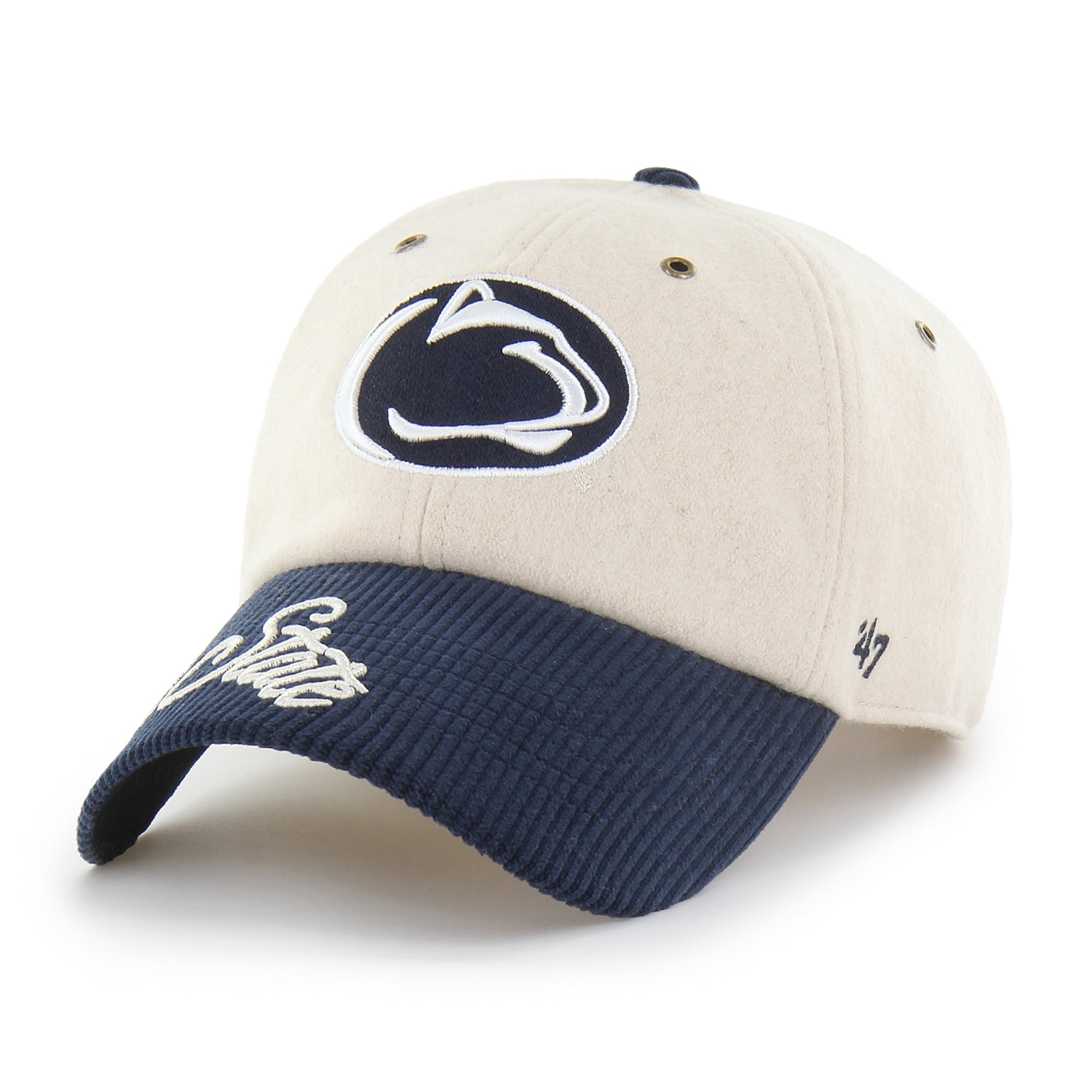 Women's '47 Cream/Navy Penn State Nittany Lions Rope Script Clean Up Adjustable Hat