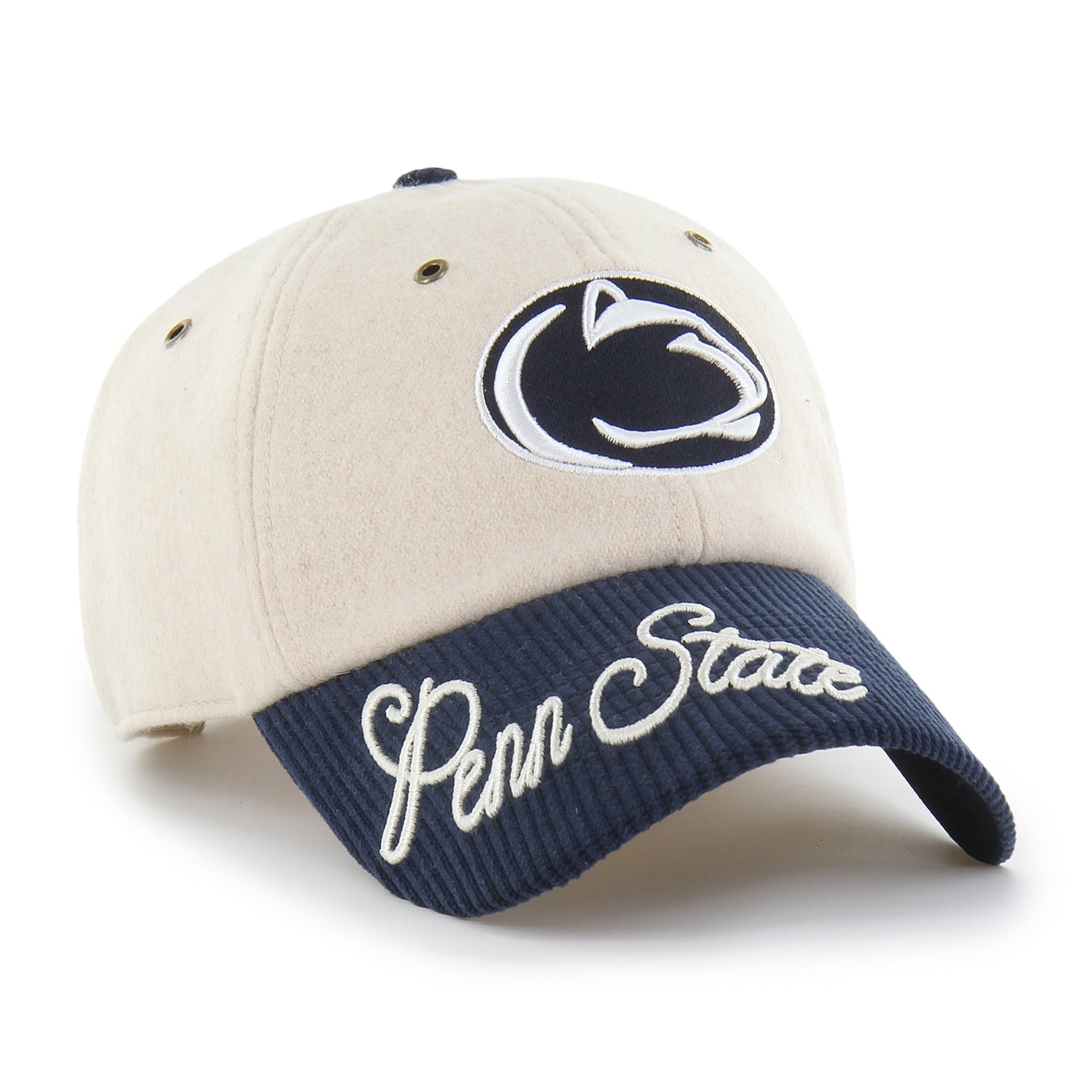 Women's '47 Cream/Navy Penn State Nittany Lions Rope Script Clean Up Adjustable Hat