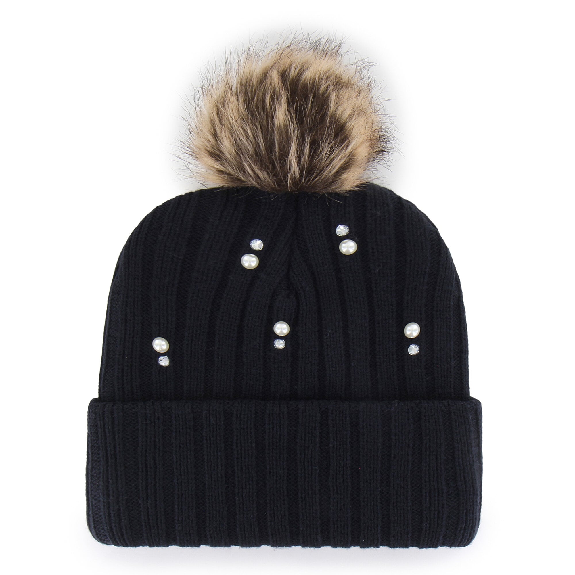 Bonnet en maille de fourrure nacrée Penn State Nittany Lions, modèle 47, bleu marine, avec pompon