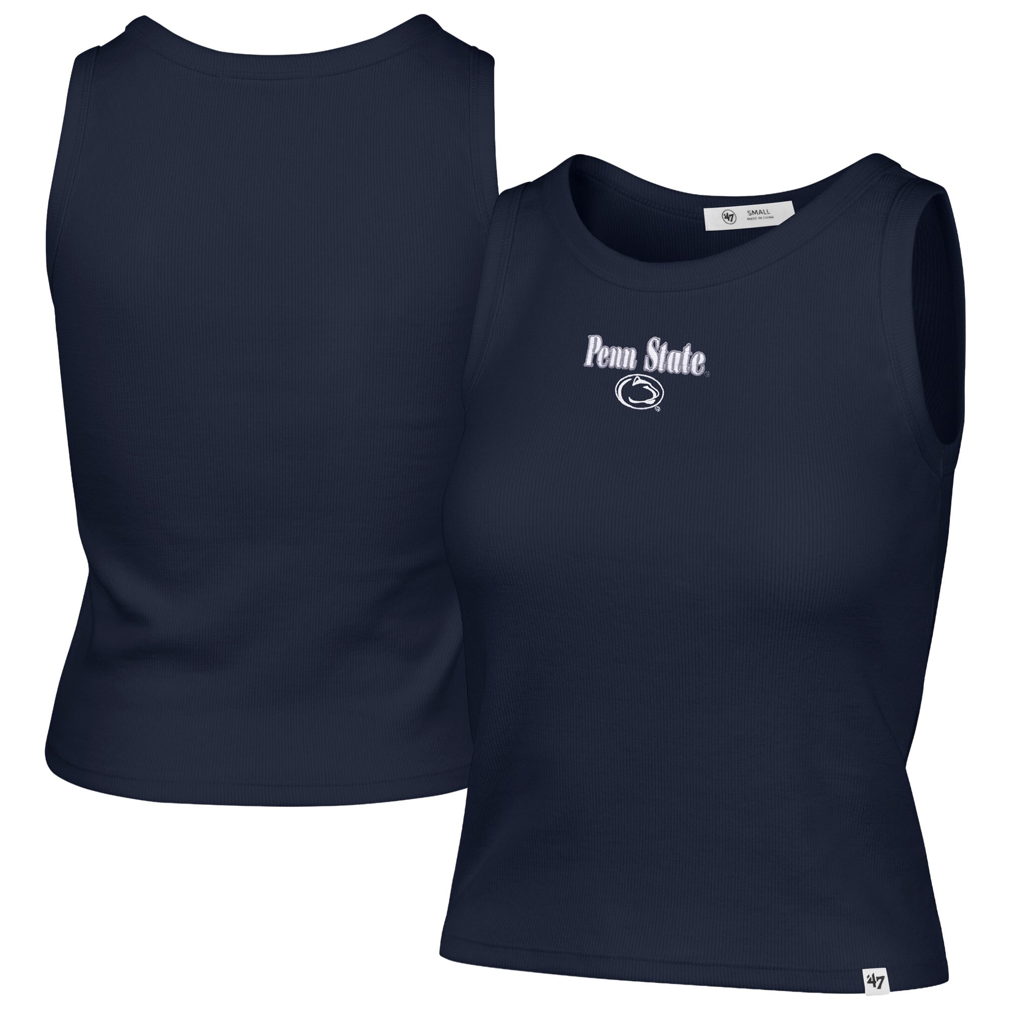 Women's '47 Navy Penn State Nittany Lions Straight Cut Baby Rib Tank Top