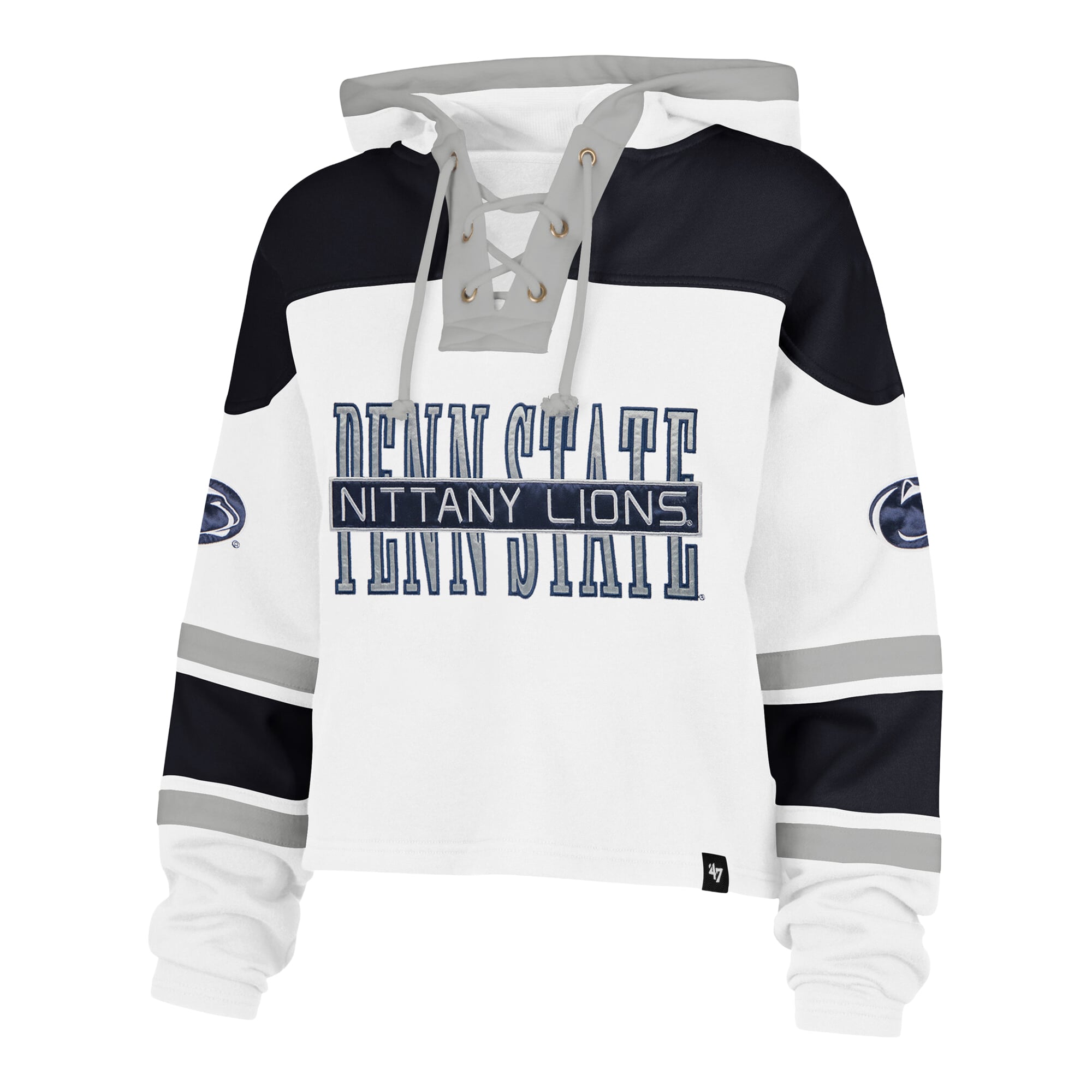 Sweat à capuche court lacets de qualité supérieure Penn State Nittany Lions blanc '47 pour femme