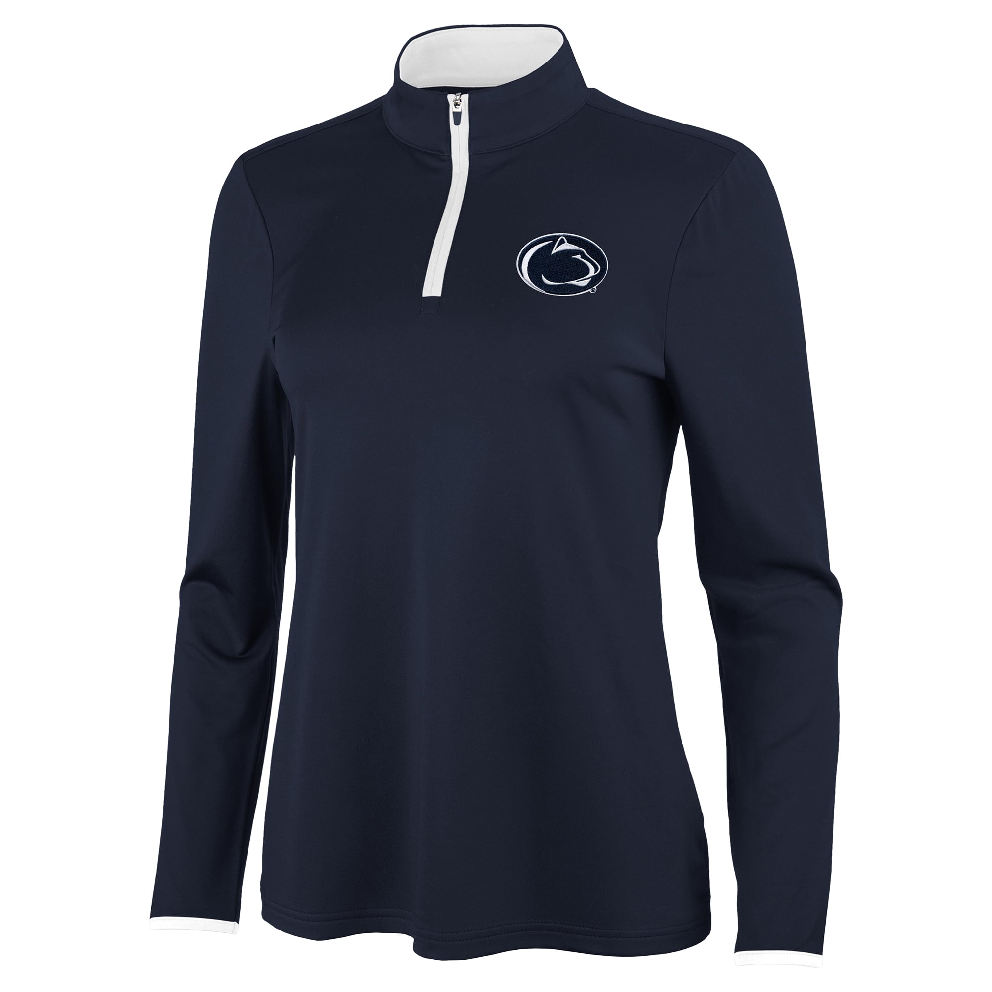 Pull à col zippé Antigua bleu marine/blanc Penn State Nittany Lions pour femme