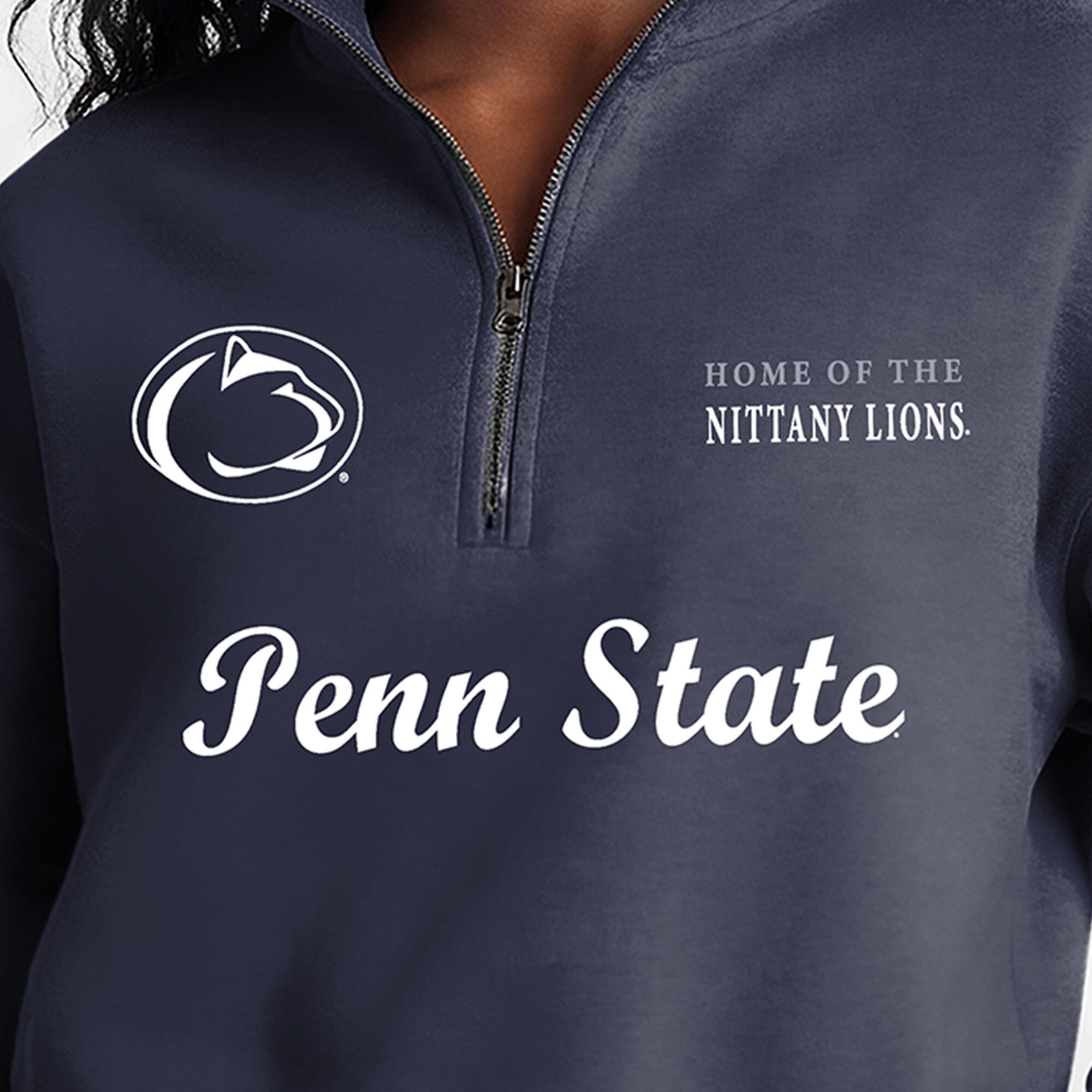 Women's Champion Navy Penn State Nittany Lions Academic Triumph Quarter-Zip Tri-Blend Pullover