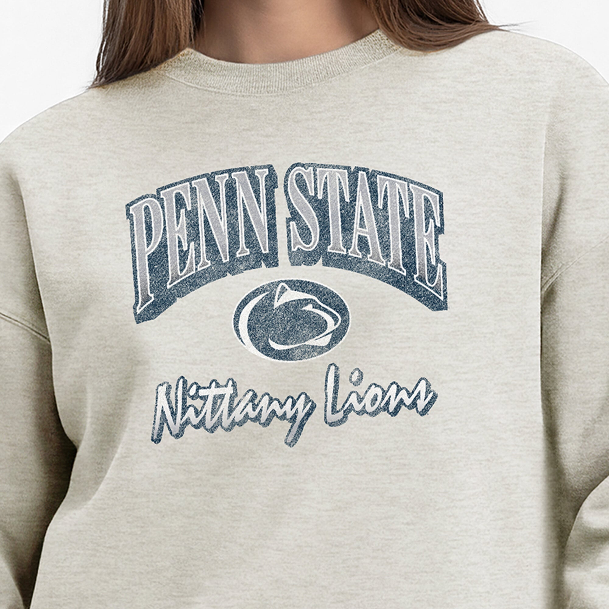 Sweat-shirt à manches courtes Champion Oatmeal Penn State Nittany Lions All-Star Weave pour femmes