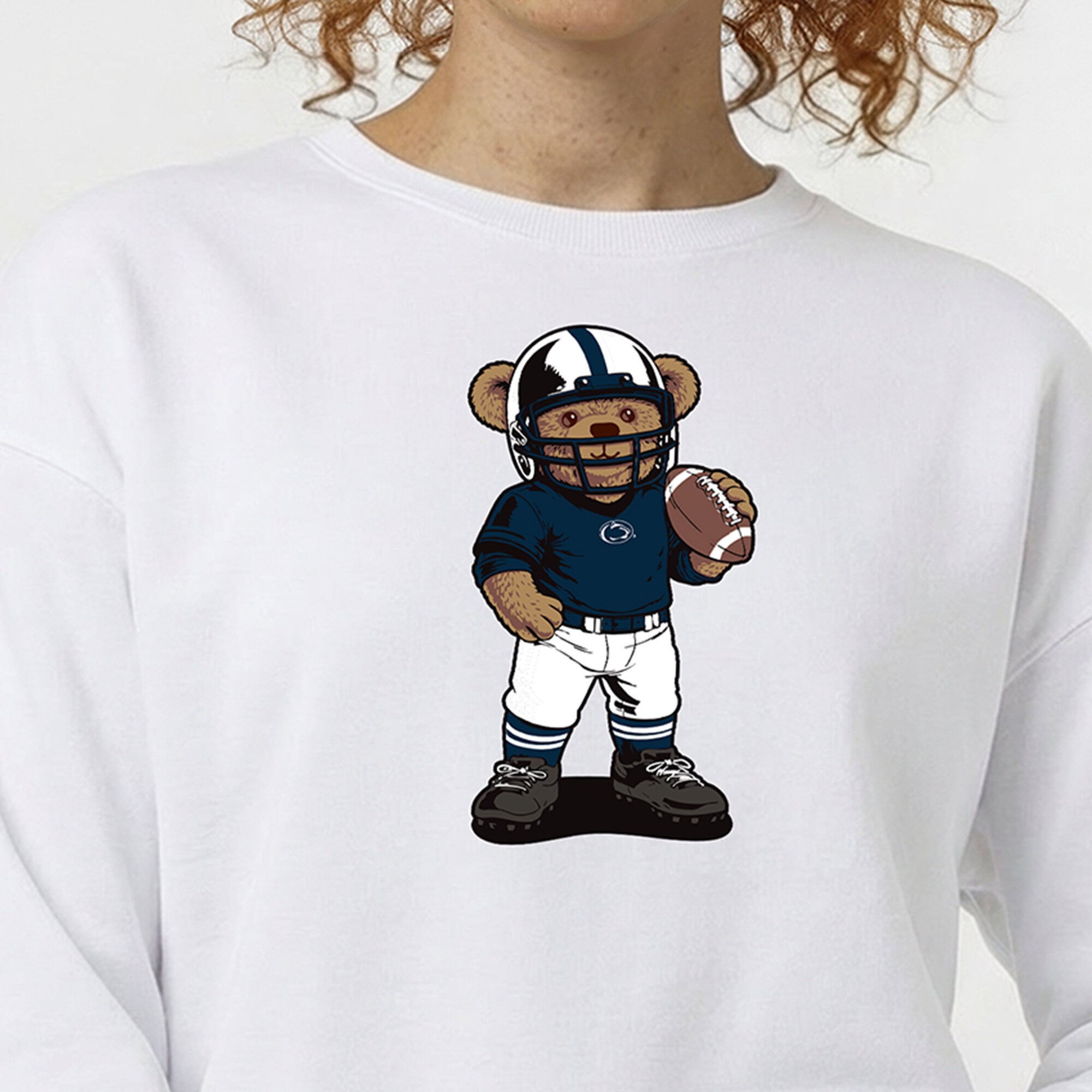 Sweat-shirt blanc Champion pour femmes Penn State Nittany Lions avec ours en peluche