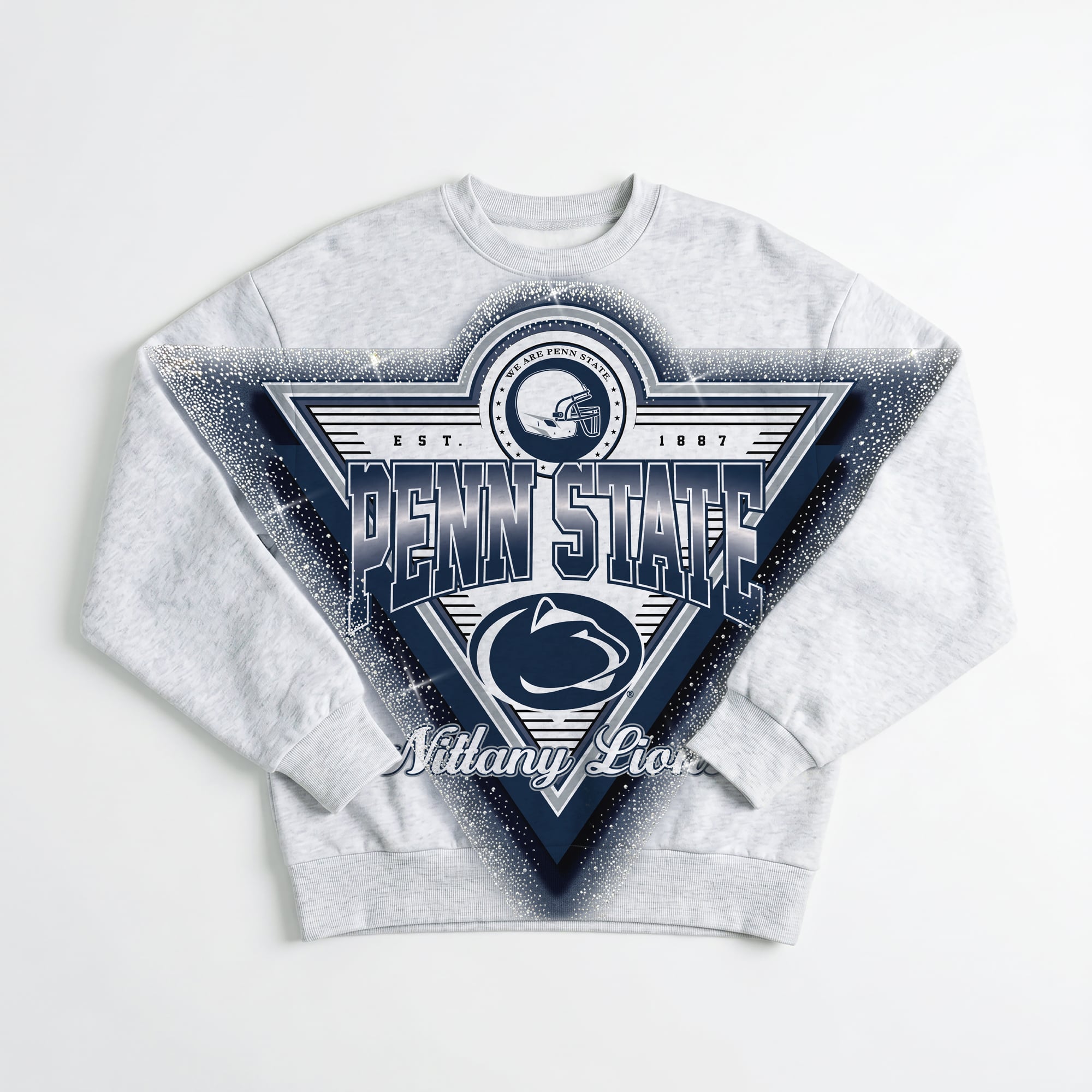 Sweat-shirt oversize en polaire grise Penn State Nittany Lions Chasing Victory, orné de strass, pour femme, collection Gameday Couture.