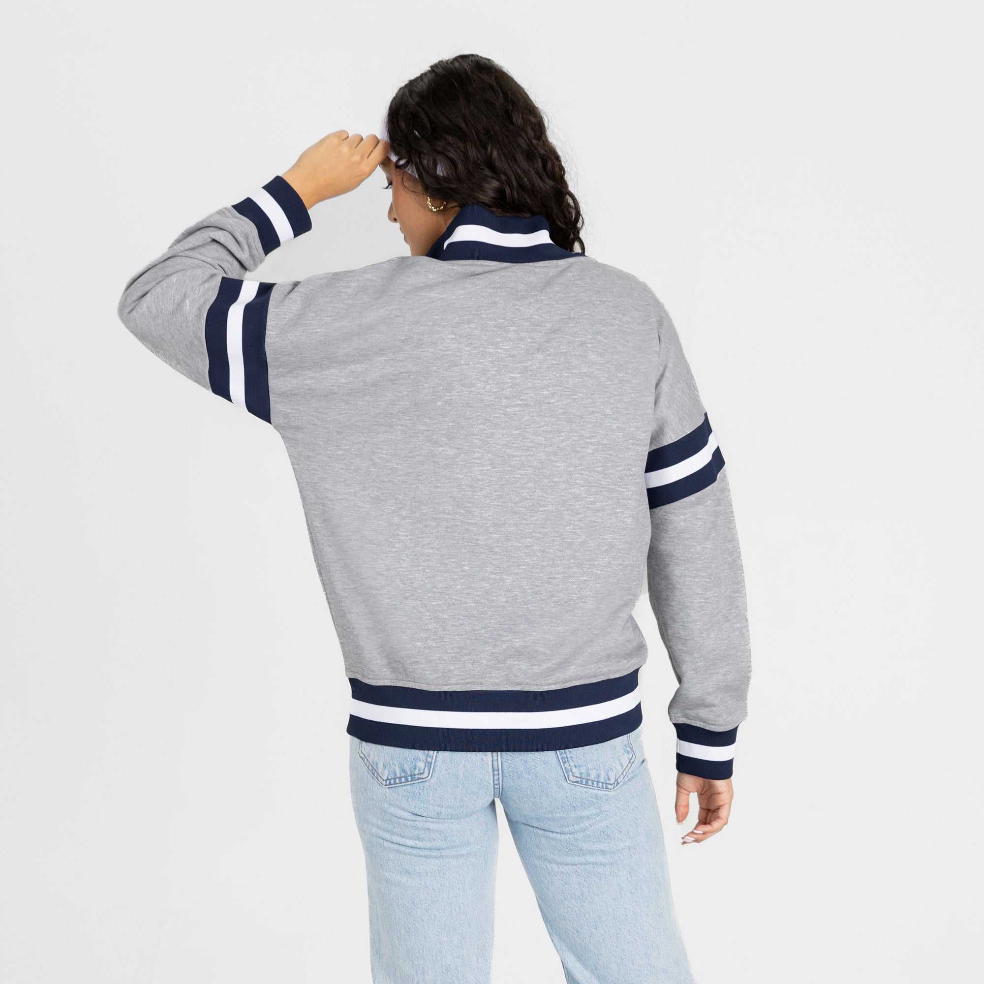 Pull à col zippé gris Penn State Nittany Lions Hold the Line pour femme, collection Gameday Couture