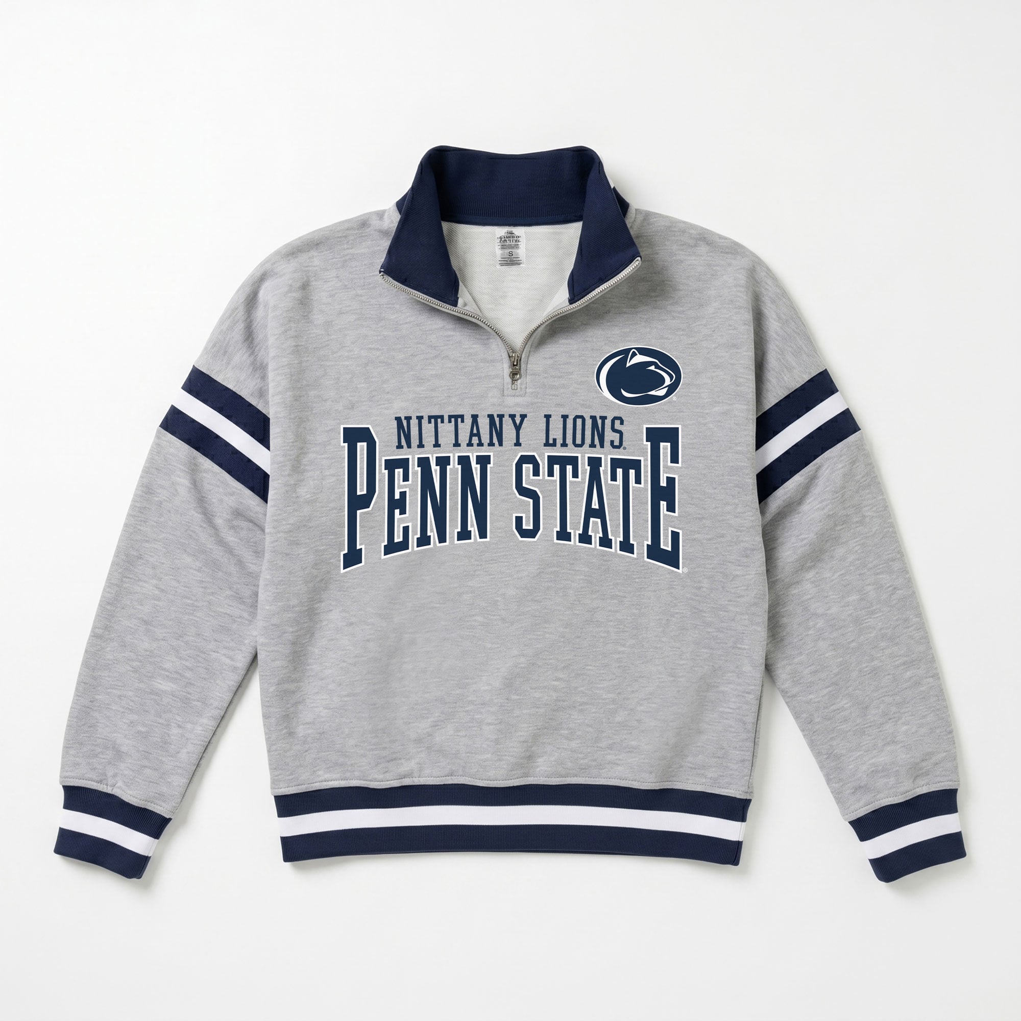 Pull à col zippé gris Penn State Nittany Lions Hold the Line pour femme, collection Gameday Couture
