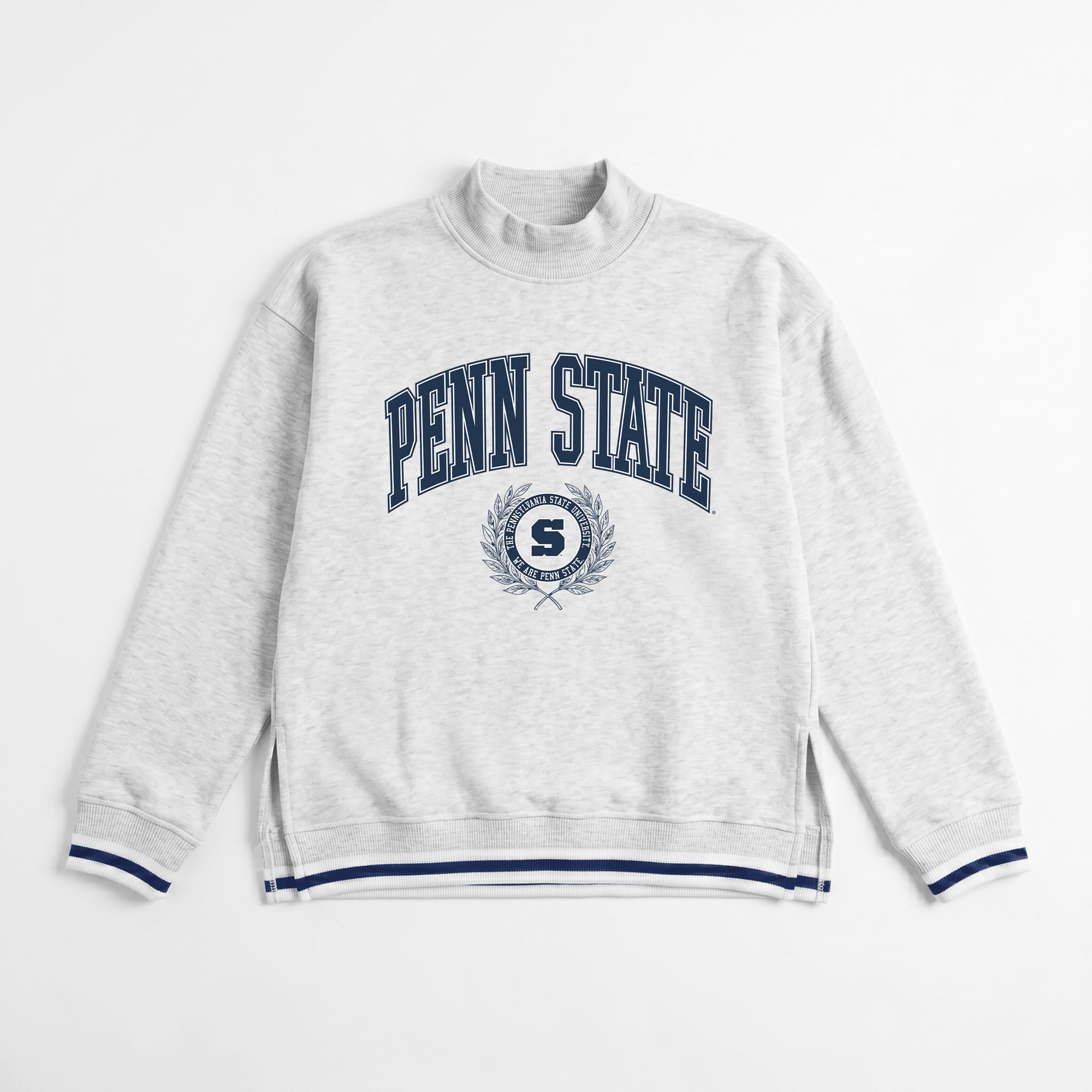 Women's Gameday Couture Gray Penn State Nittany Lions Rally Point Contrast Stripe Mock Neck Sweatshirt