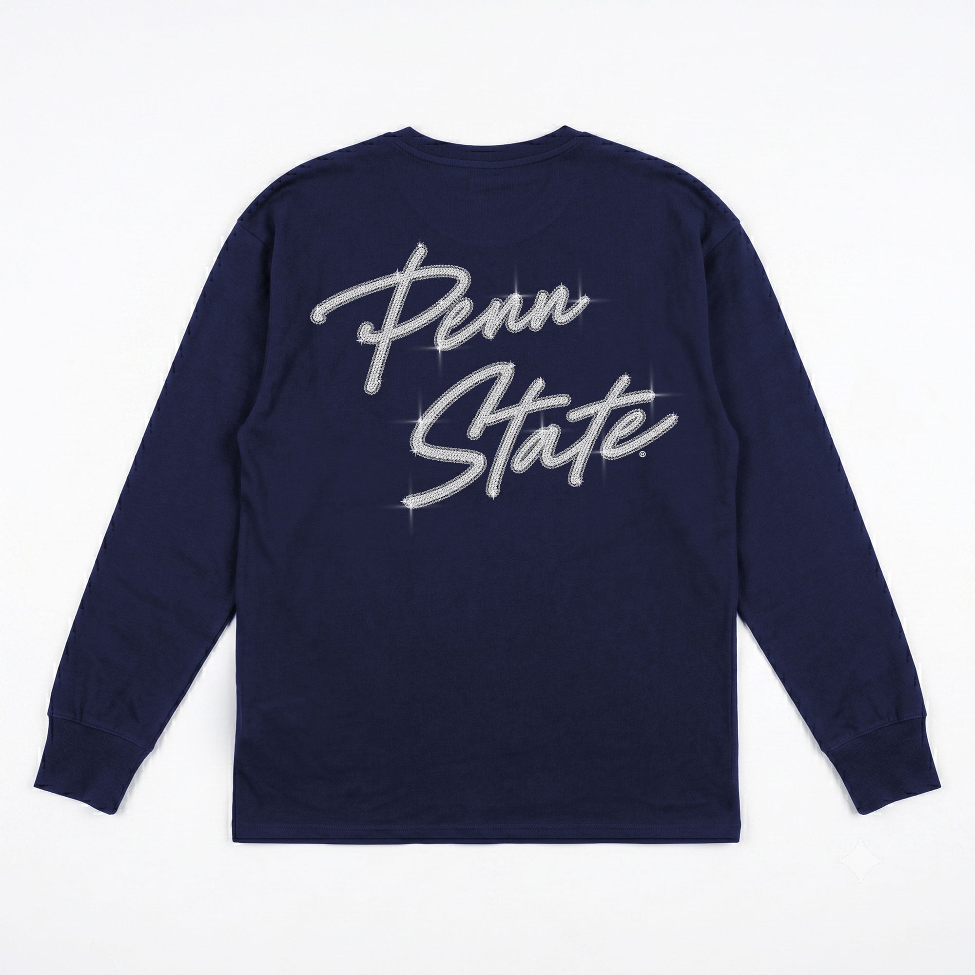 T-shirt à manches longues pour femmes, collection Gameday Couture, bleu marine, Penn State Nittany Lions, orné de strass « Light It Up »