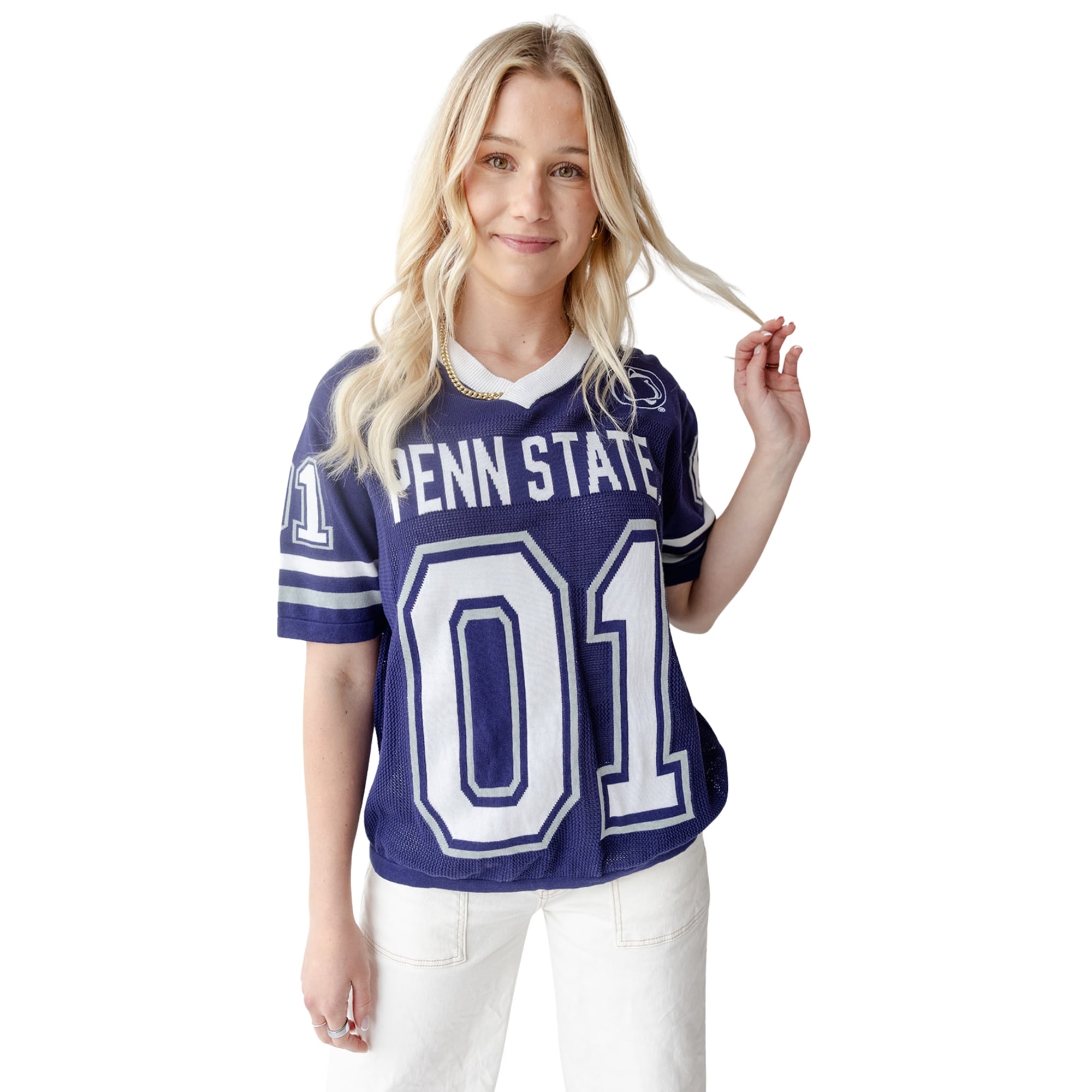 Pull de football américain Penn State Nittany Lions bleu marine pour femme