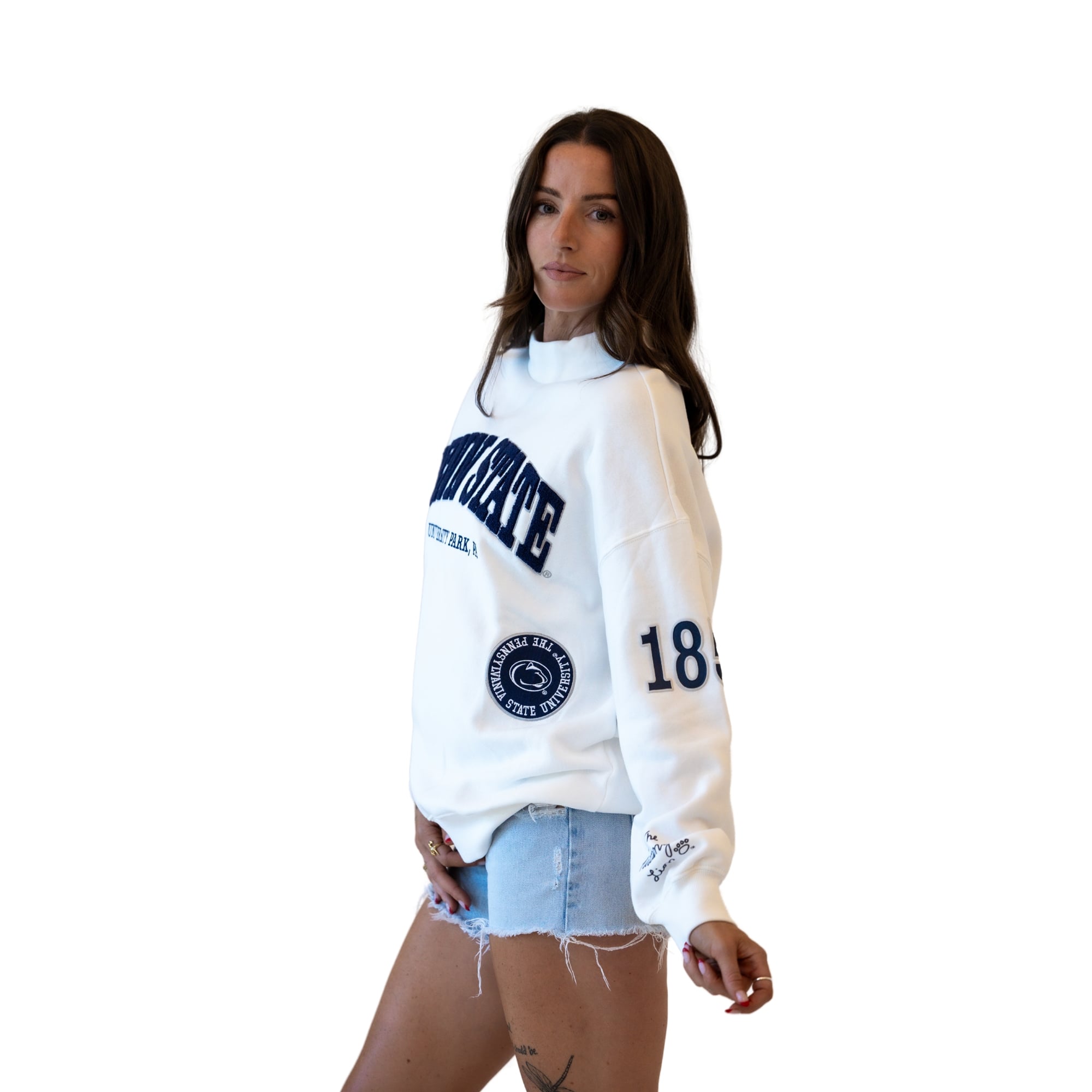 Sweat-shirt à col montant blanc Penn State Nittany Lions pour femmes, collection Gameday Social.