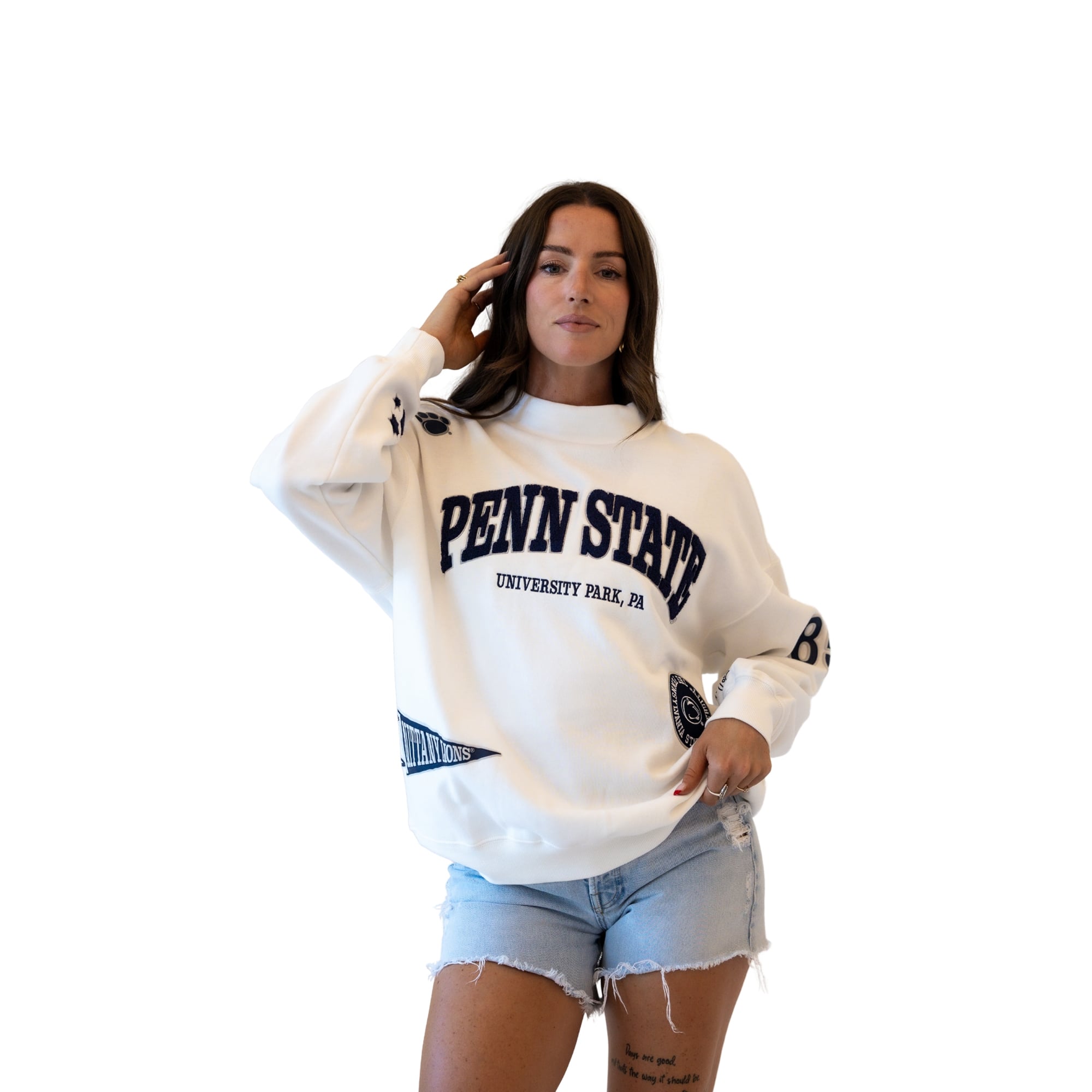Sweat-shirt à col montant blanc Penn State Nittany Lions pour femmes, collection Gameday Social.