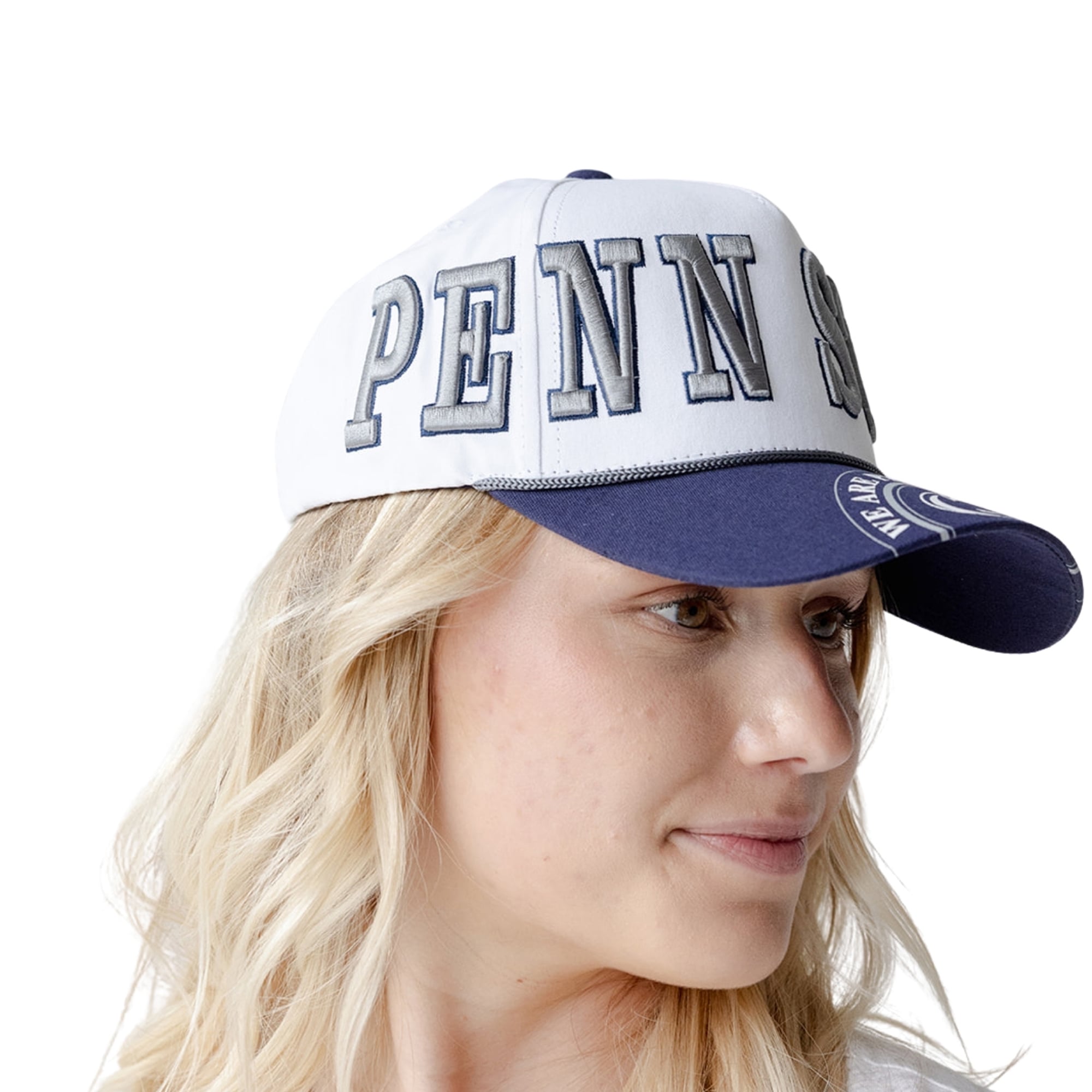 Women's Gameday Social  White/Navy Penn State Nittany Lions Five-Panel Rope Away Adjustable Hat