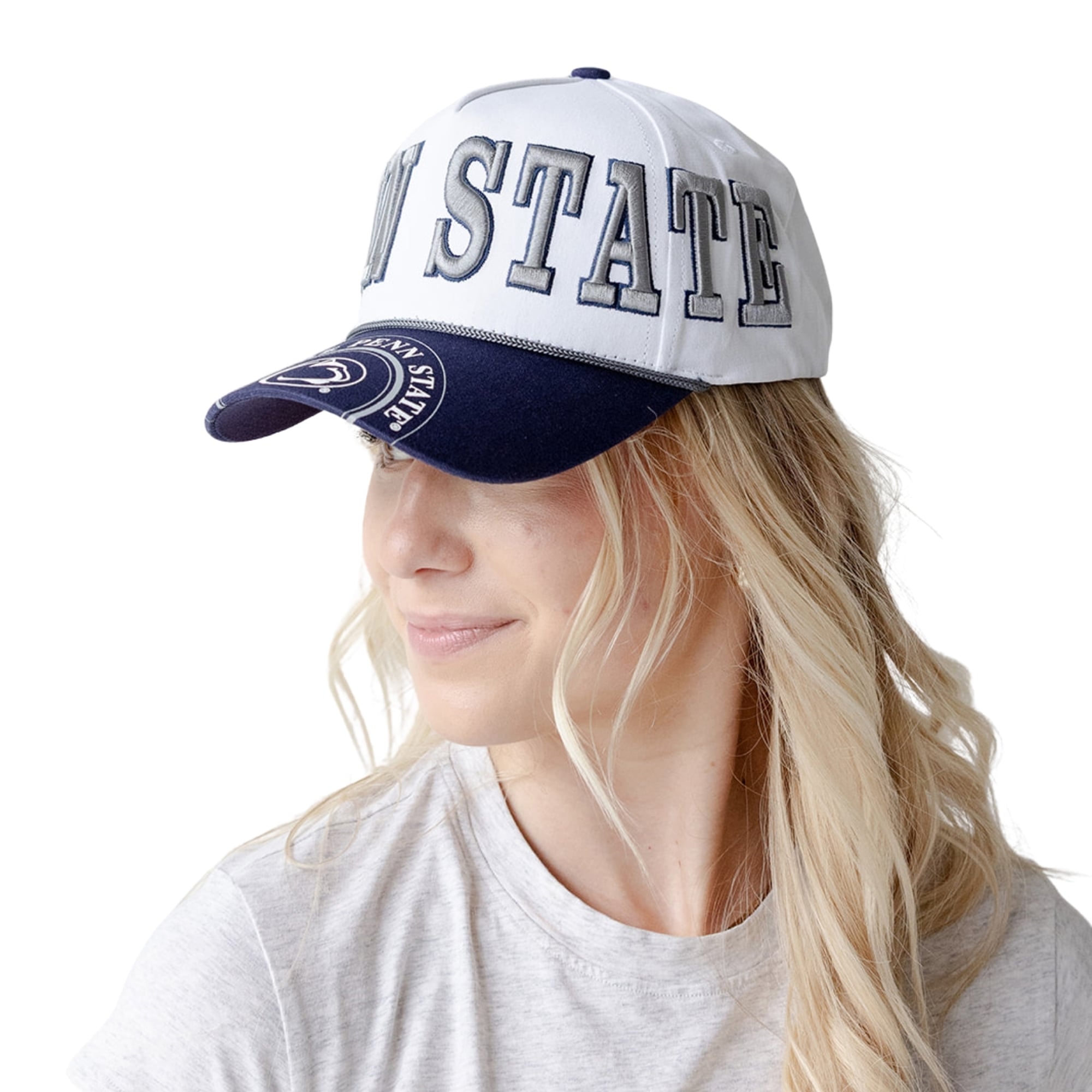 Women's Gameday Social  White/Navy Penn State Nittany Lions Five-Panel Rope Away Adjustable Hat