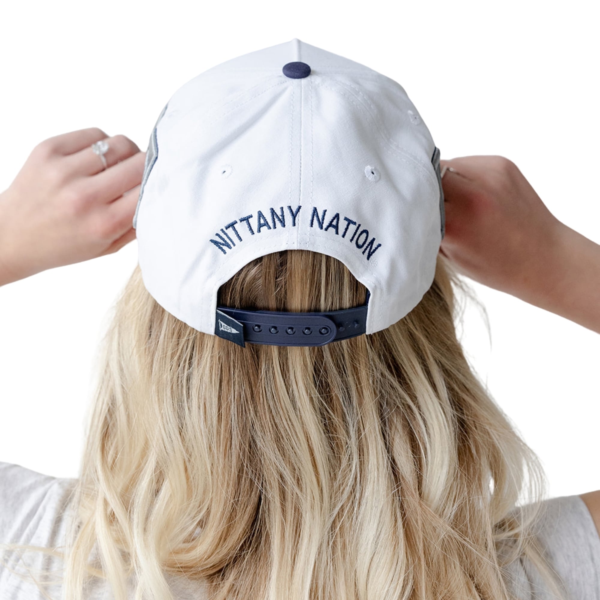 Women's Gameday Social  White/Navy Penn State Nittany Lions Five-Panel Rope Away Adjustable Hat