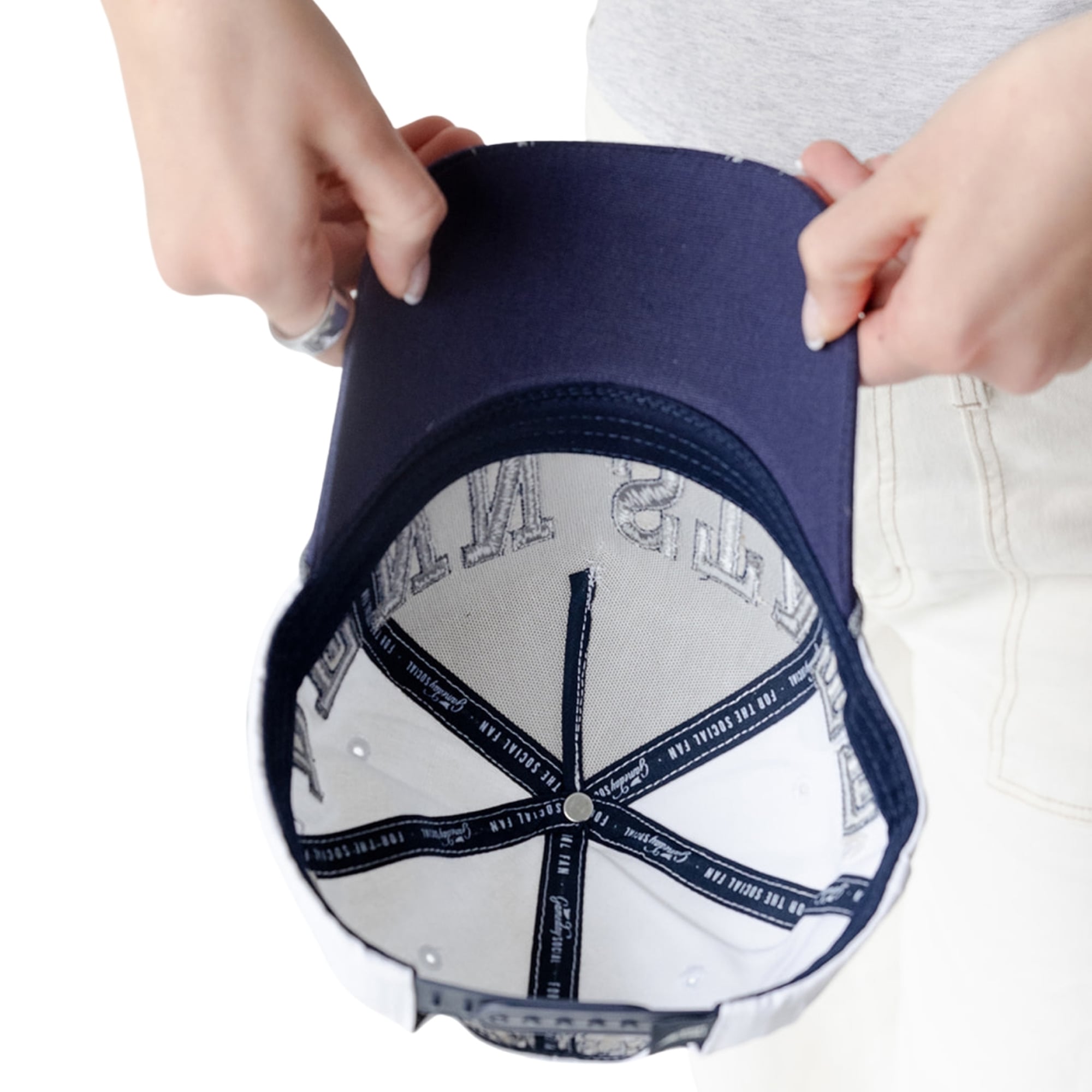 Women's Gameday Social  White/Navy Penn State Nittany Lions Five-Panel Rope Away Adjustable Hat