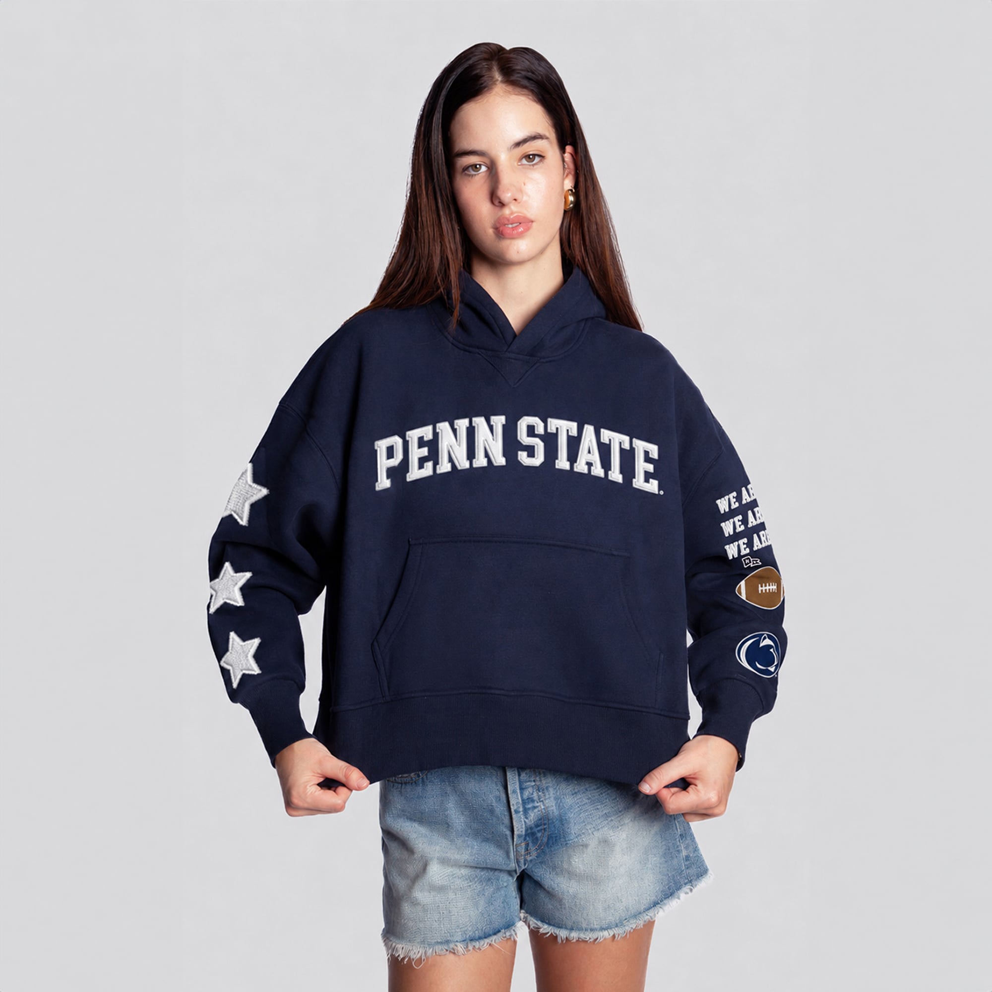 Sweat à capuche court Hype and Vice Navy Penn State Nittany Lions pour femmes