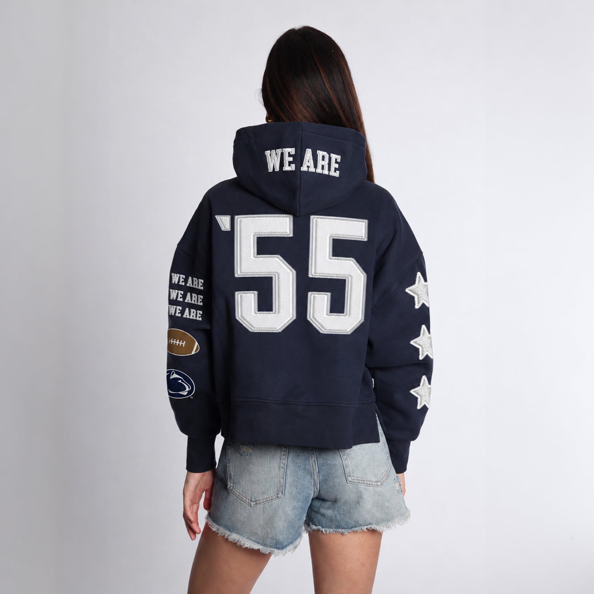 Sweat à capuche court Hype and Vice Navy Penn State Nittany Lions pour femmes