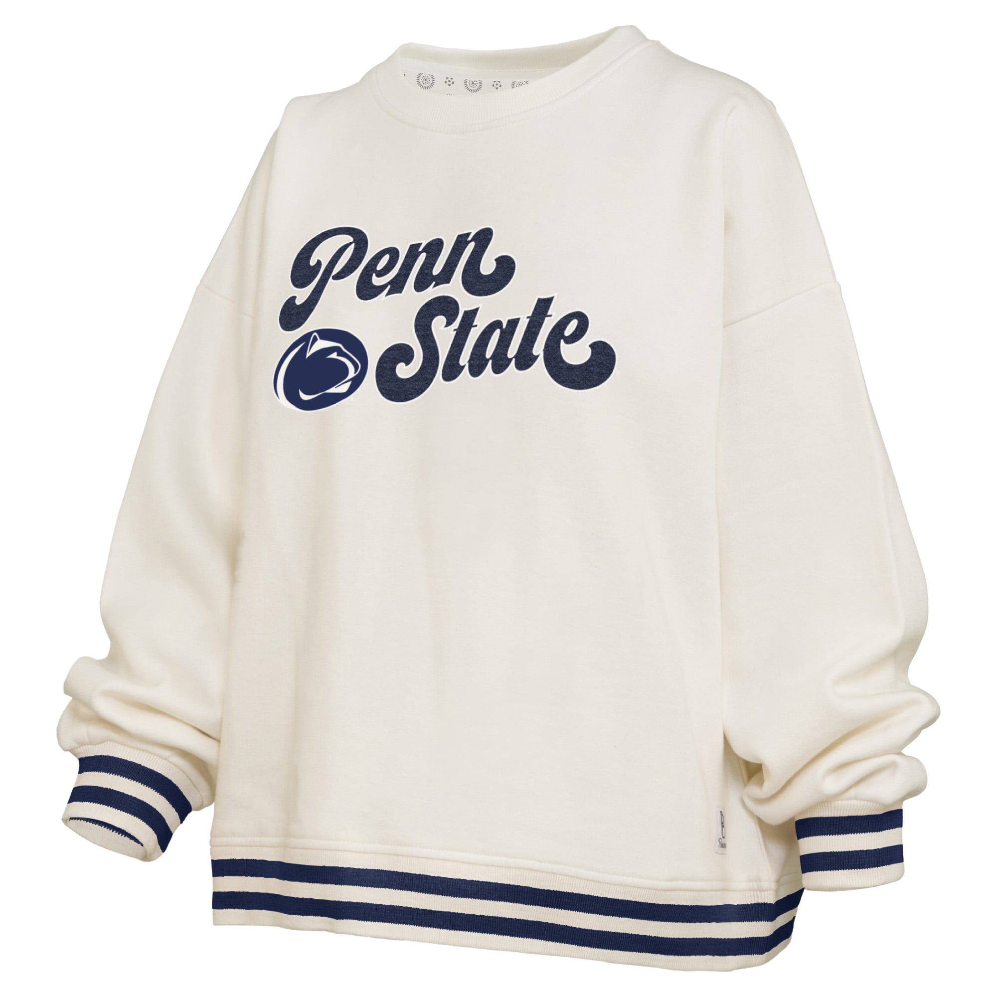 Women's Pressbox Cream Penn State Nittany Lions Bonanza Chenille Ribbed Sweatshirt