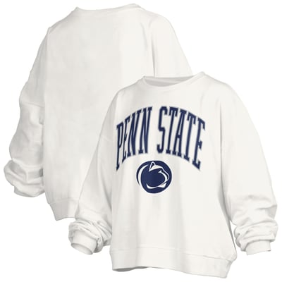 Penn State Nittany Lions Pressbox Women's Oversized Janise Arch Over Logo Fleece Sweatshirt - White
