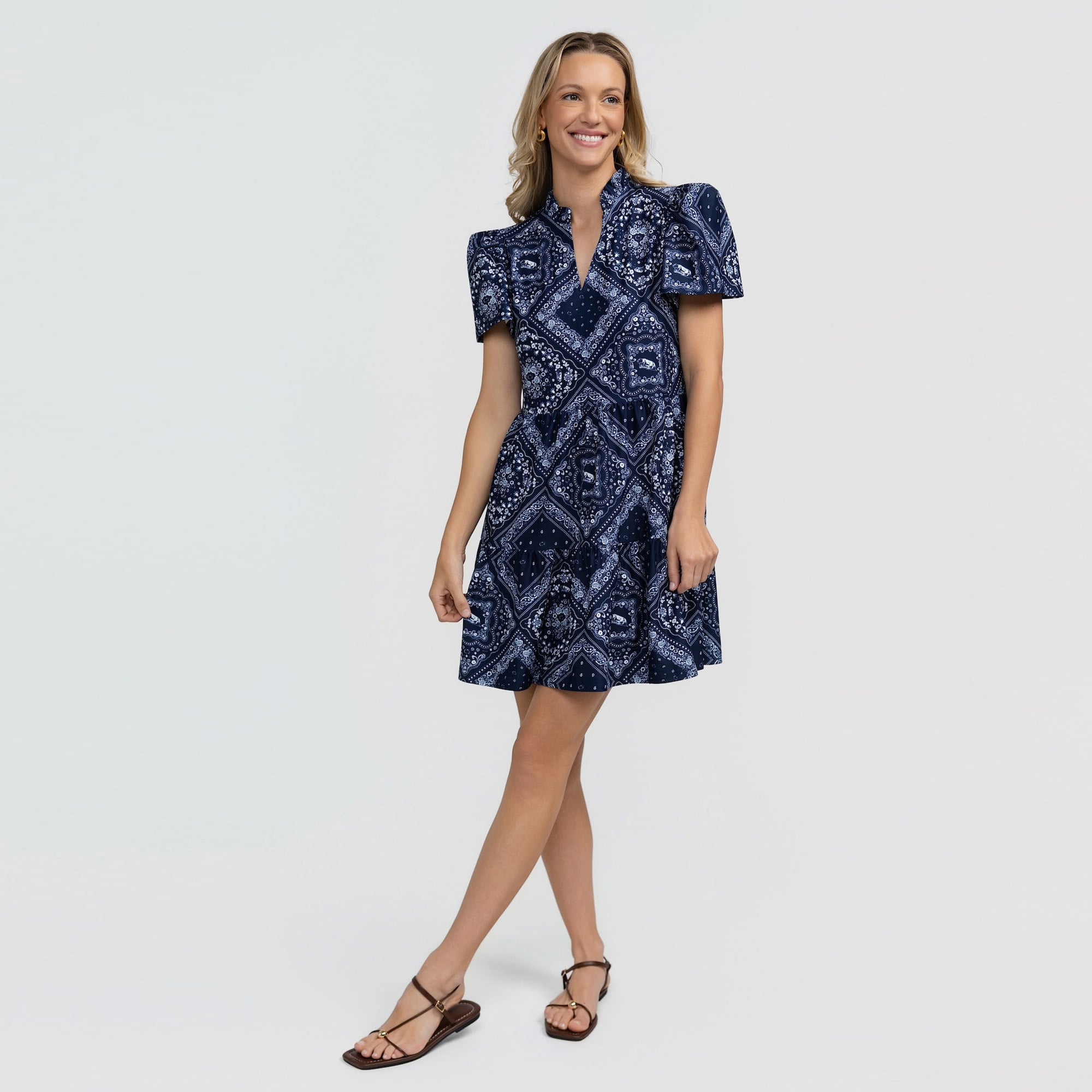 Women's Smith & Quinn Navy Penn State Nittany Lions Bandana Print Tiered Dress