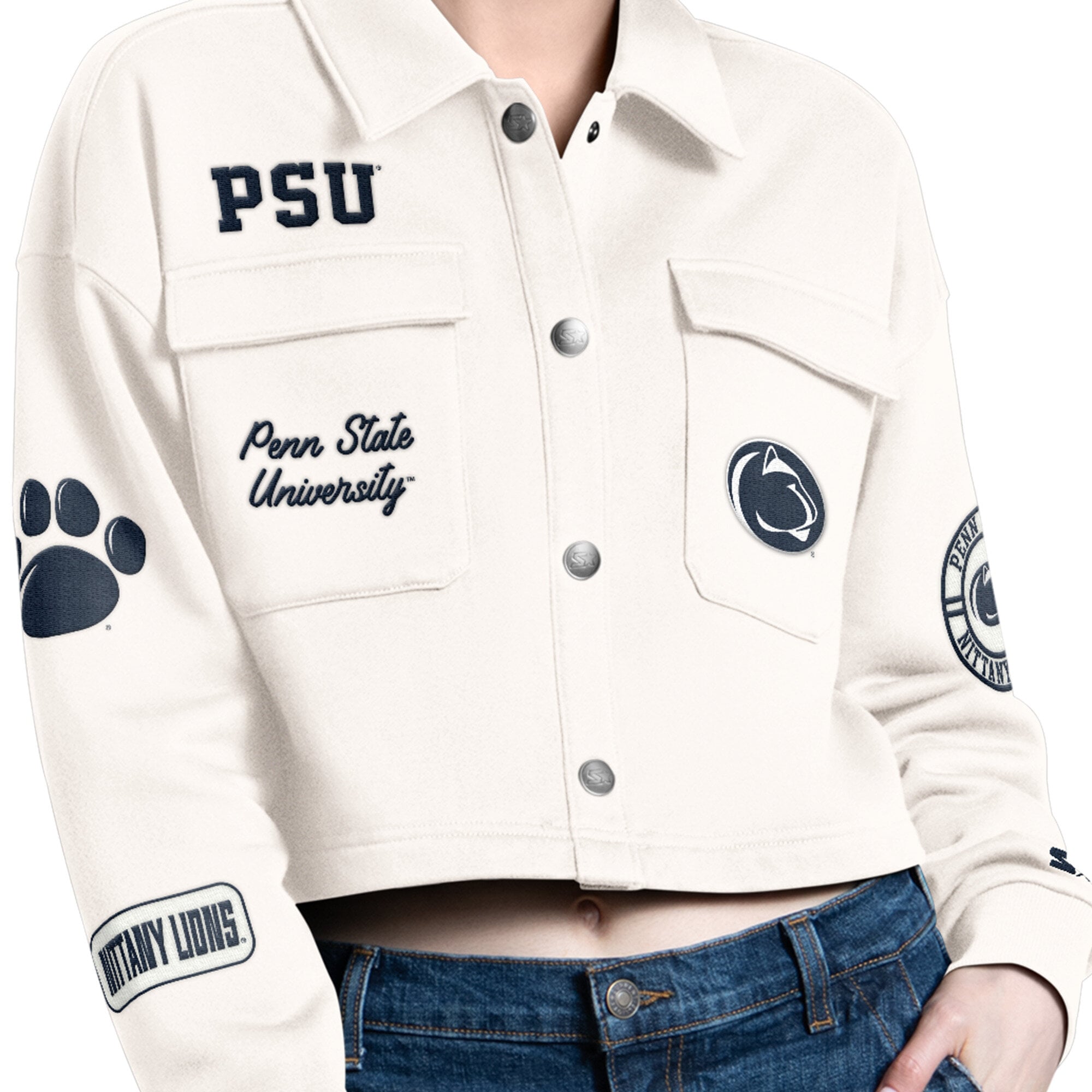 Crème Starter pour femmes Penn State Nittany Lions Anchor Chemise courte à boutons-pression
