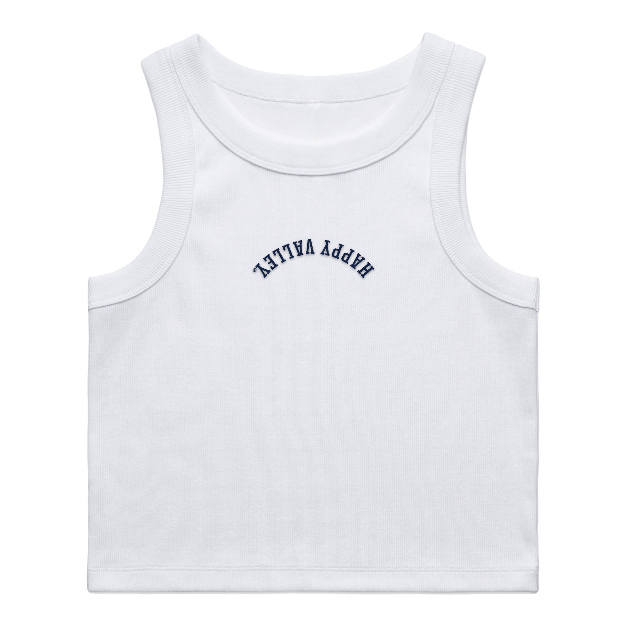 Women's Uscape Apparel White Penn State Nittany Lions Upside Down Embroidery Ribbed Cropped Tank Top
