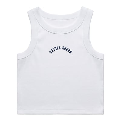 Penn State Nittany Lions Uscape Apparel Women's Upside Down Embroidery Ribbed Cropped Tank Top - White