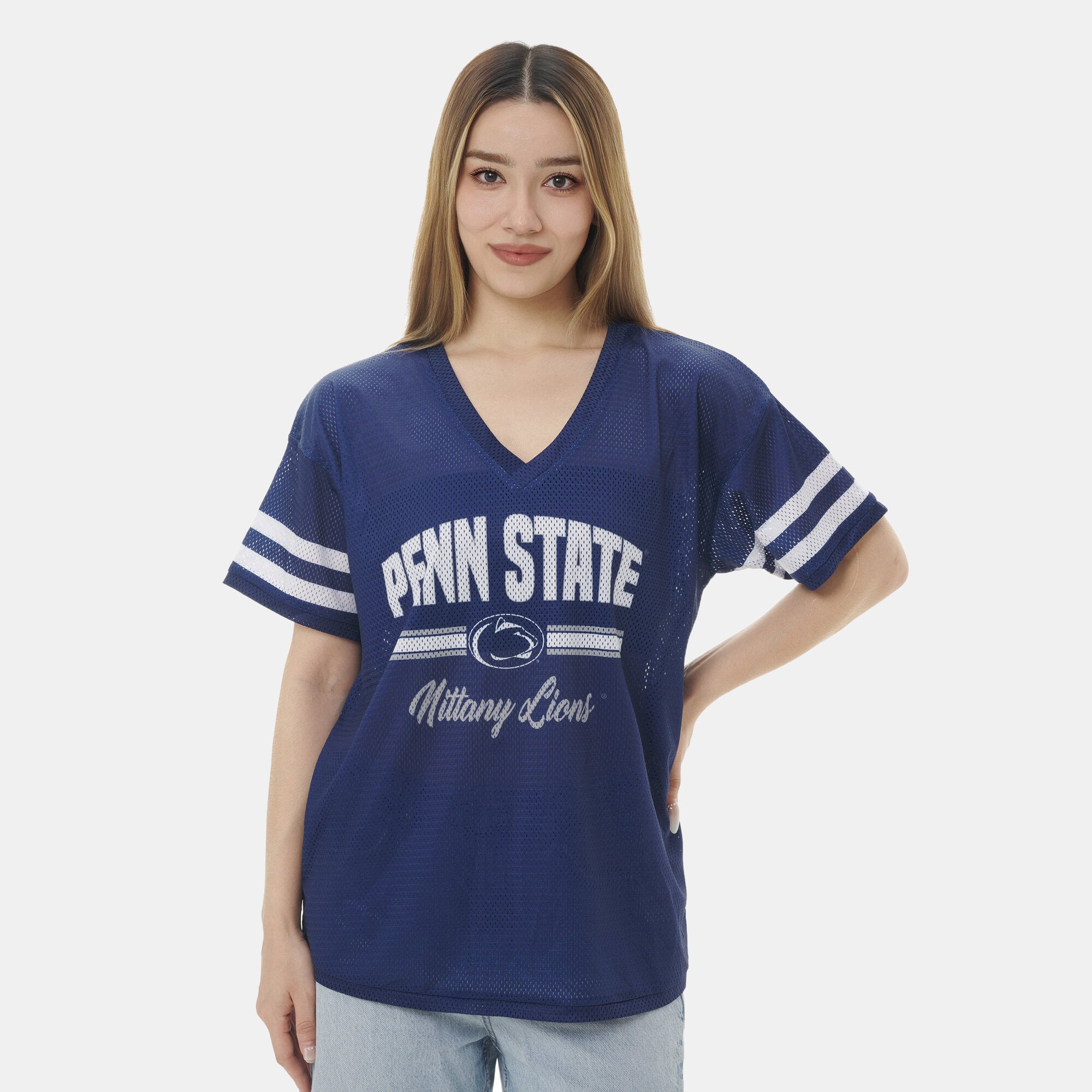 Women's ZooZatz Navy Penn State Nittany Lions Mesh Jersey Kickoff T-Shirt